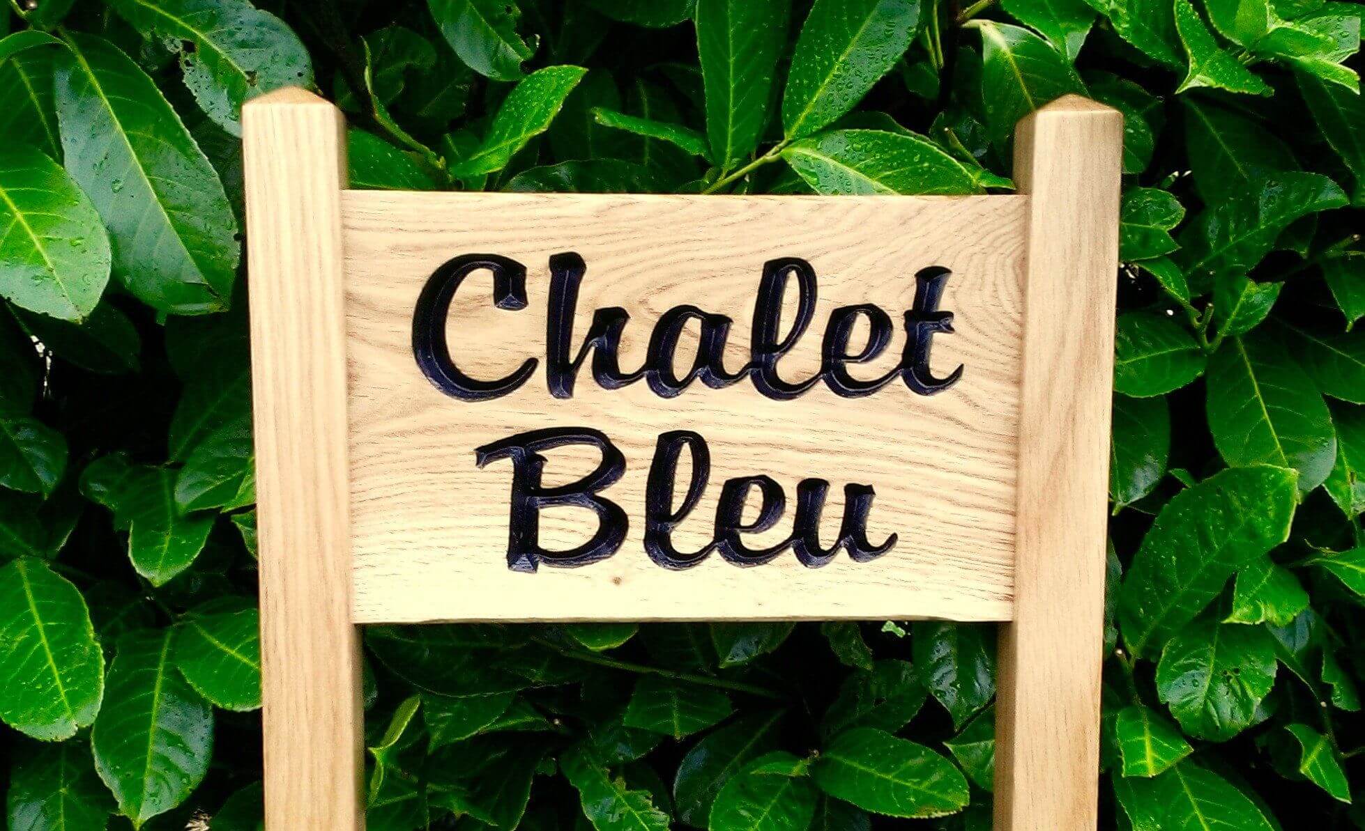 Ladder Sign - Small - 380 x 220mm - Posts 45 x 45 x 915mm - Bramble Signs Engraved Wall Mounted & Freestanding Oak House Signs, Plaques, Nameplates and Wooden Gifts FONT: BROPHYSCRIPT