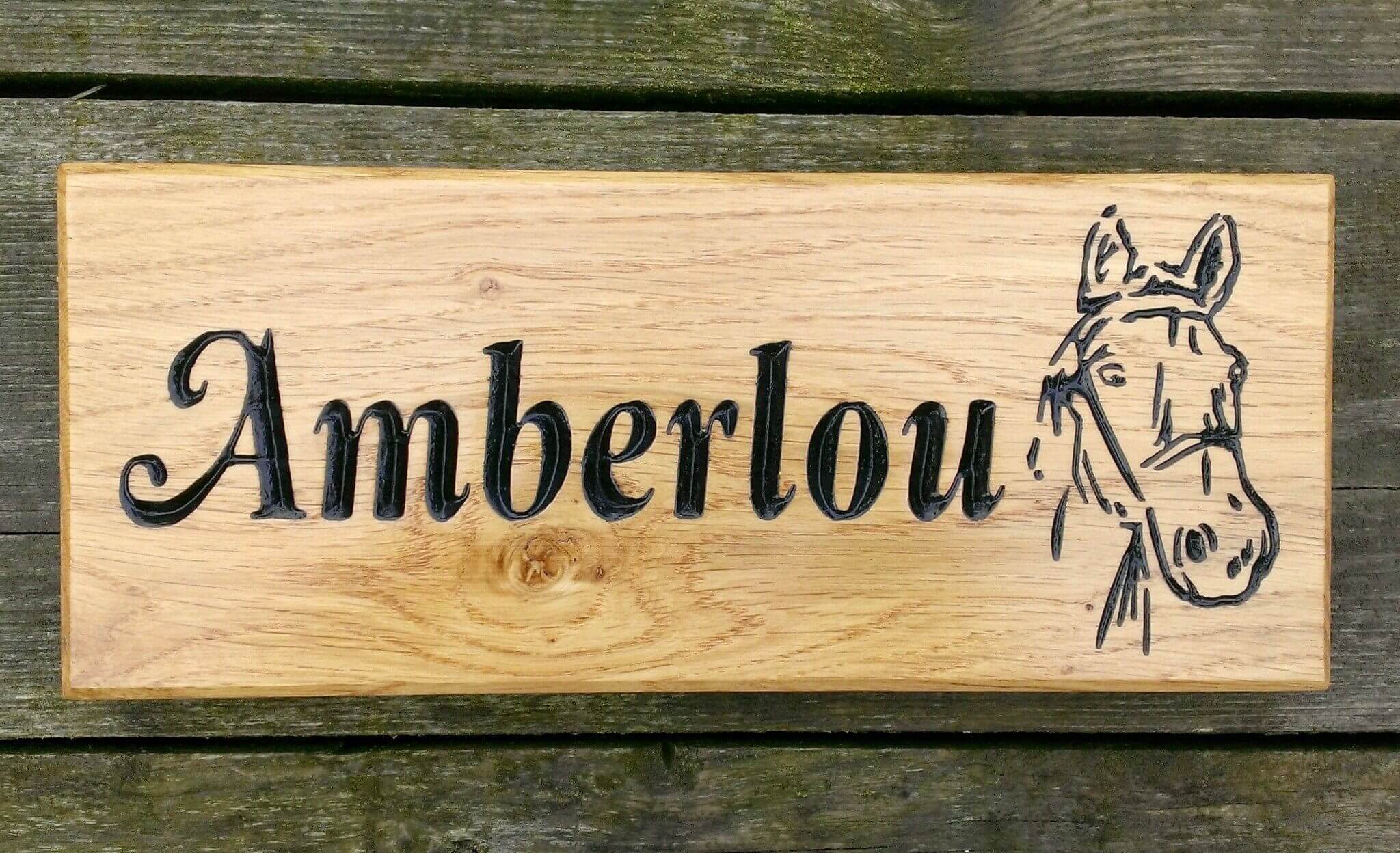 Stable Sign - Small - 265 x 110mm - Bramble Signs Engraved Wall Mounted & Freestanding Oak House Signs, Plaques, Nameplates and Wooden Gifts
