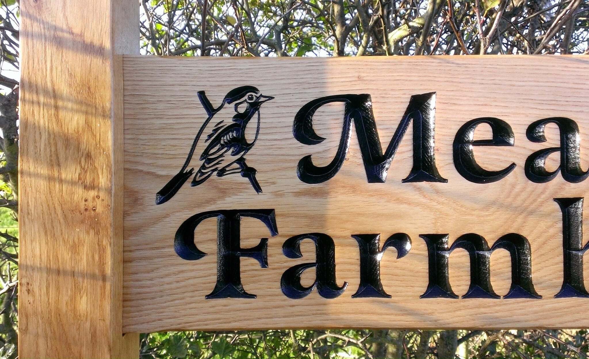 Ladder Sign - Large - 720 x 220mm - Posts 70 x 70 x 1520mm - Bramble Signs Engraved Wall Mounted & Freestanding Oak House Signs, Plaques, Nameplates and Wooden Gifts