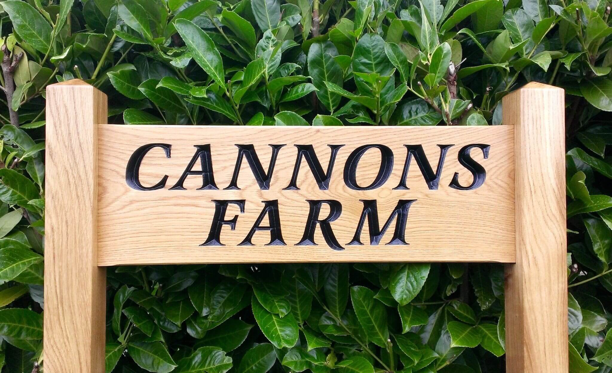 Ladder Sign - Large - 720 x 220mm - Posts 70 x 70 x 1520mm - Bramble Signs Engraved Wall Mounted & Freestanding Oak House Signs, Plaques, Nameplates and Wooden Gifts