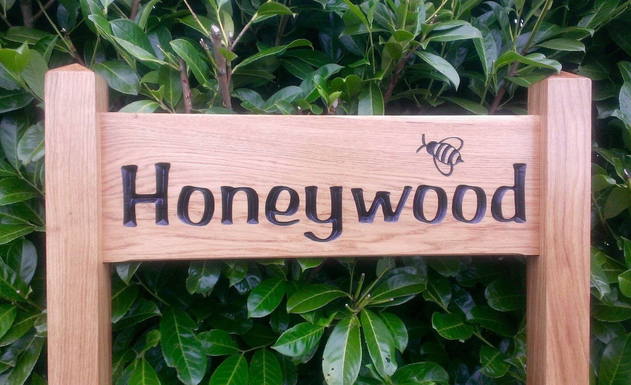 Ladder Sign - Large - 720 x 220mm - Posts 70 x 70 x 1520mm - Bramble Signs Engraved Wall Mounted & Freestanding Oak House Signs, Plaques, Nameplates and Wooden Gifts