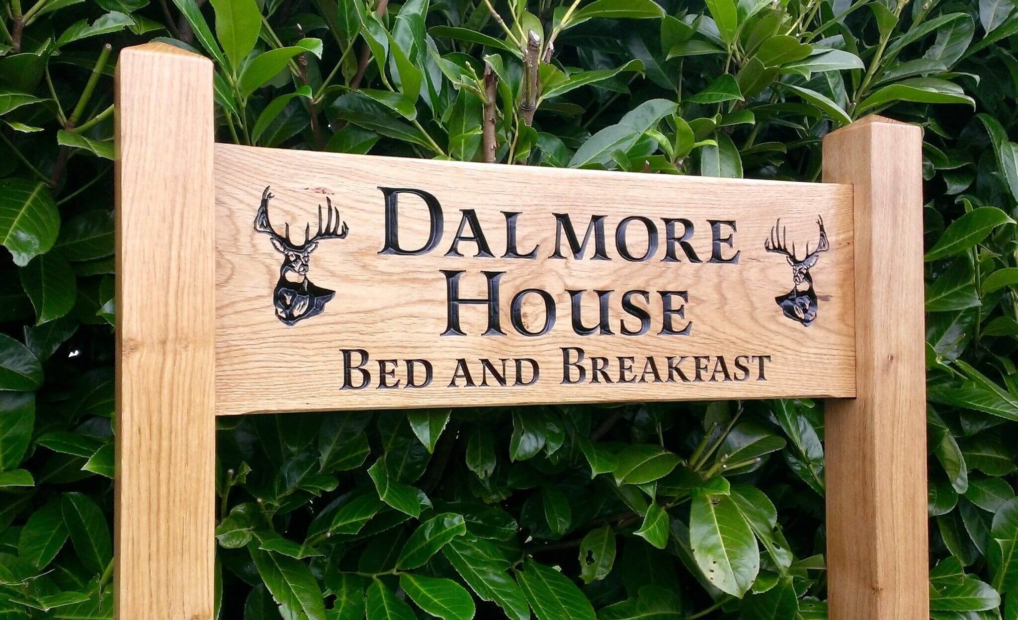 Ladder Sign - Large - 720 x 220mm - Posts 70 x 70 x 1520mm - Bramble Signs Engraved Wall Mounted & Freestanding Oak House Signs, Plaques, Nameplates and Wooden Gifts