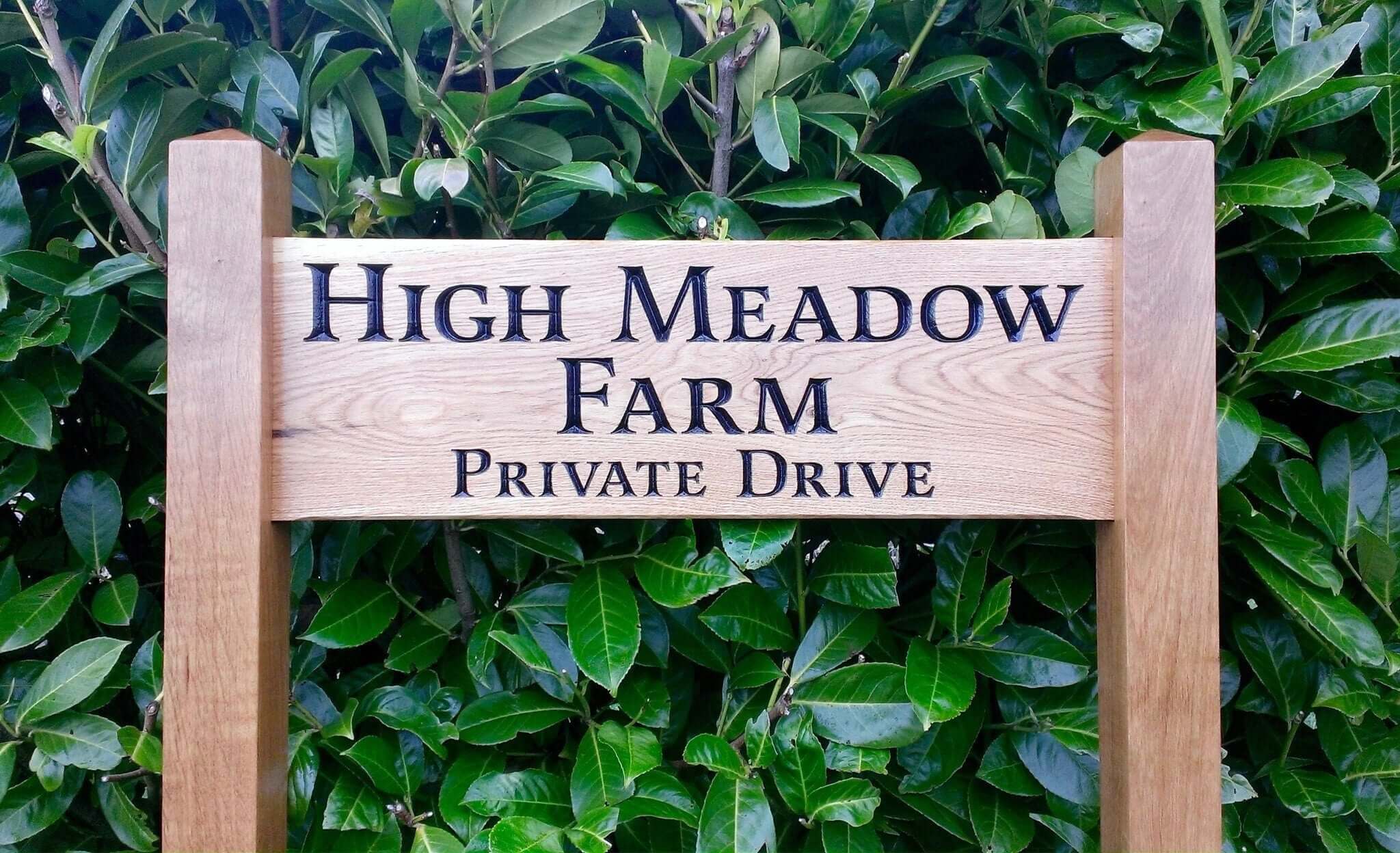 Ladder Sign - Large - 720 x 220mm - Posts 70 x 70 x 1520mm - Bramble Signs Engraved Wall Mounted & Freestanding Oak House Signs, Plaques, Nameplates and Wooden Gifts