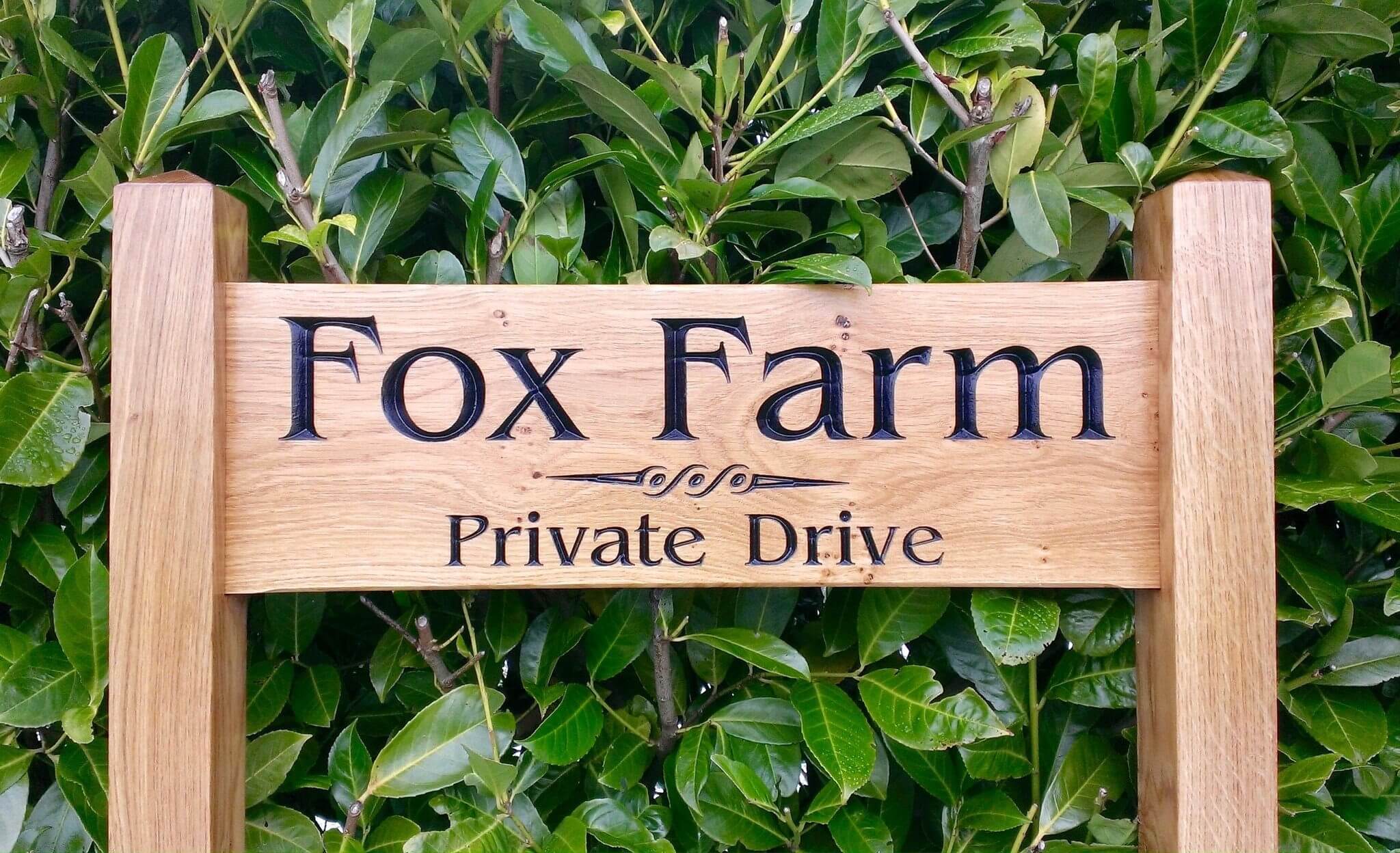 Ladder Sign - Large - 720 x 220mm - Posts 70 x 70 x 1520mm - Bramble Signs Engraved Wall Mounted & Freestanding Oak House Signs, Plaques, Nameplates and Wooden Gifts