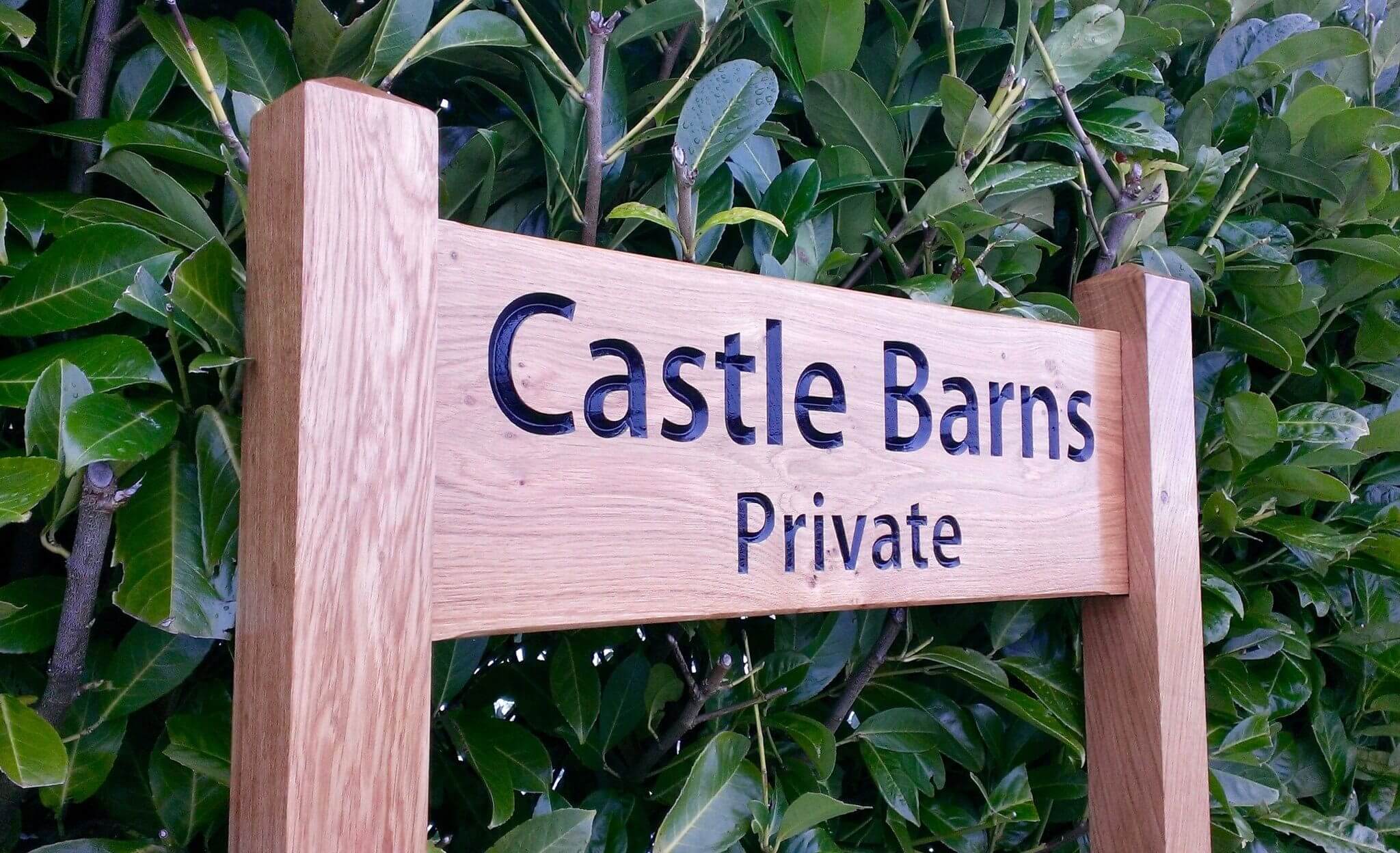 Ladder Sign - Large - 720 x 220mm - Posts 70 x 70 x 1520mm - Bramble Signs Engraved Wall Mounted & Freestanding Oak House Signs, Plaques, Nameplates and Wooden Gifts