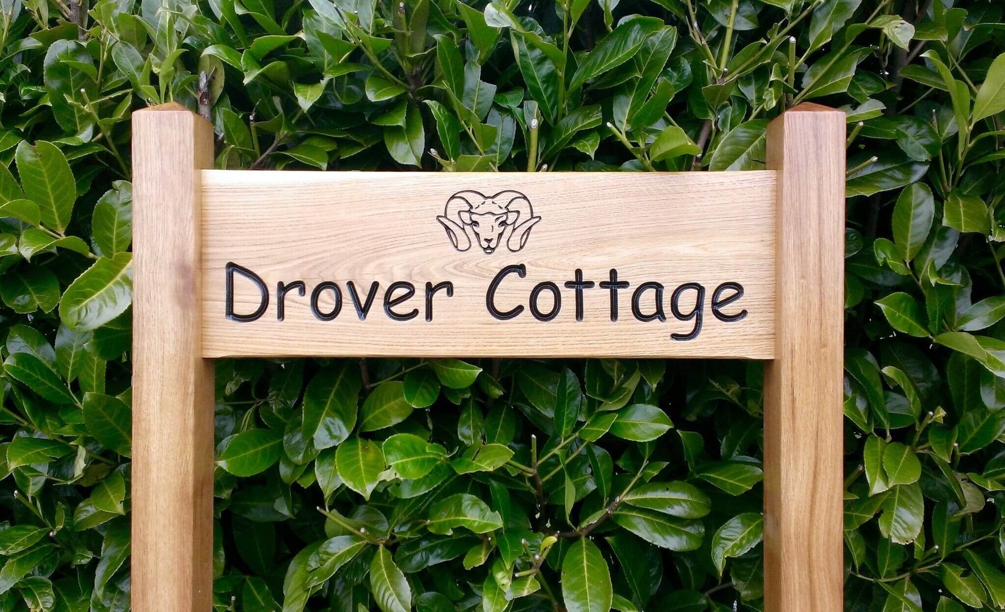Ladder Sign - Large - 720 x 220mm - Posts 70 x 70 x 1520mm - Bramble Signs Engraved Wall Mounted & Freestanding Oak House Signs, Plaques, Nameplates and Wooden Gifts