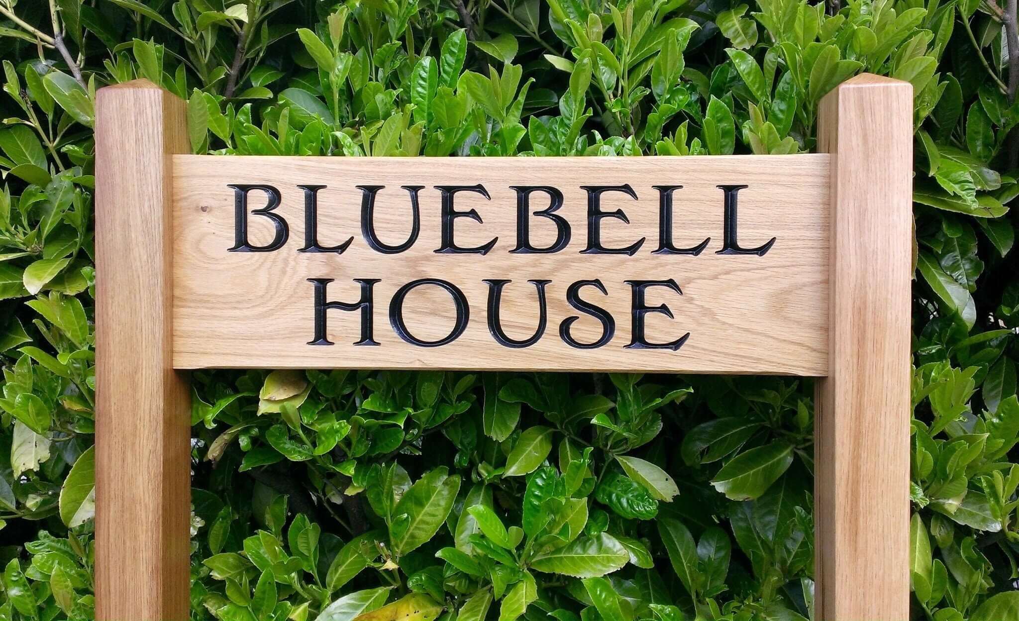 Ladder Sign - Large - 720 x 220mm - Posts 70 x 70 x 1520mm - Bramble Signs Engraved Wall Mounted & Freestanding Oak House Signs, Plaques, Nameplates and Wooden Gifts