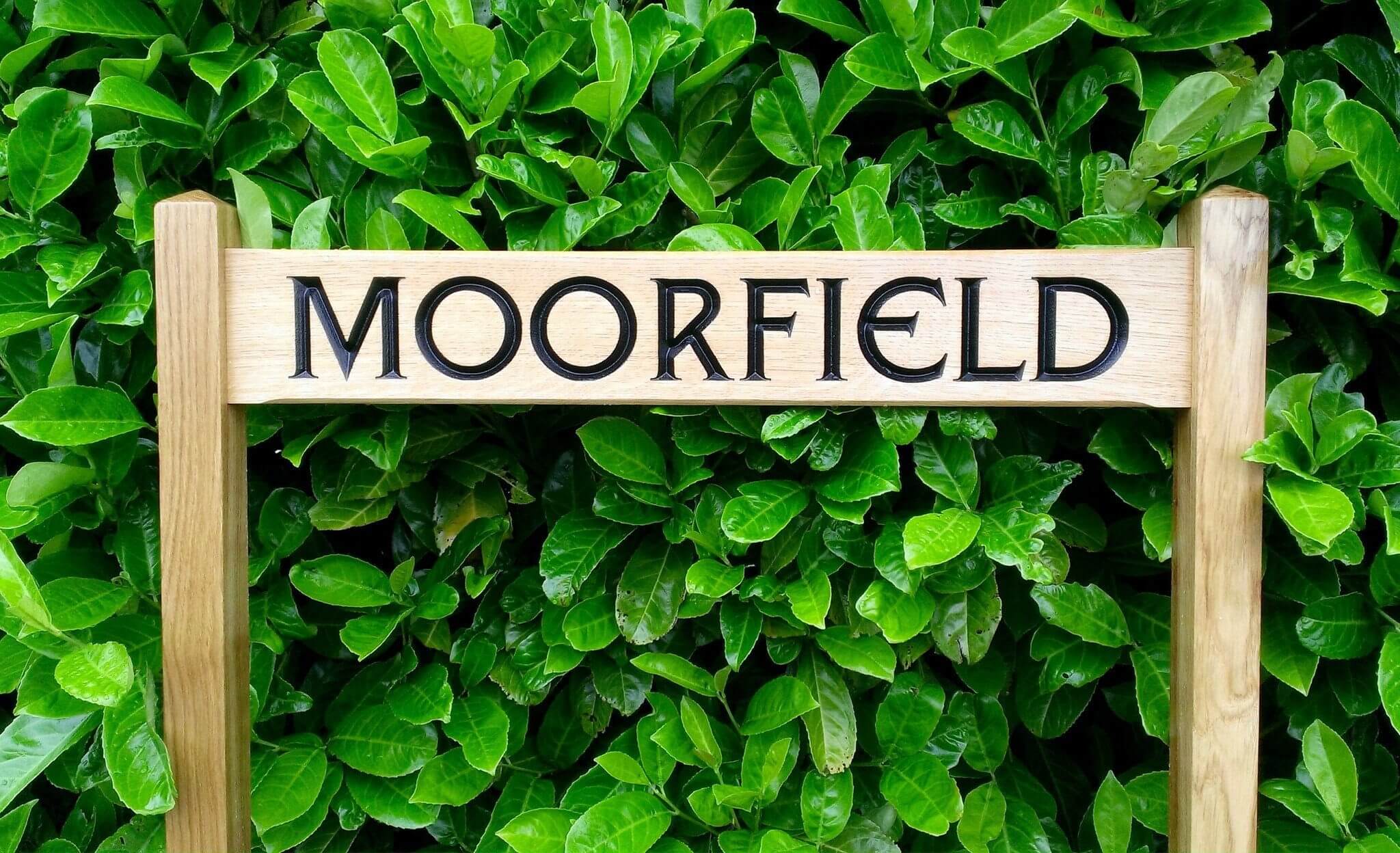 Ladder Sign - Long Thin - 720 x 110mm - Posts 45 x 45 x 915mm - Bramble Signs Engraved Wall Mounted & Freestanding Oak House Signs, Plaques, Nameplates and Wooden Gifts