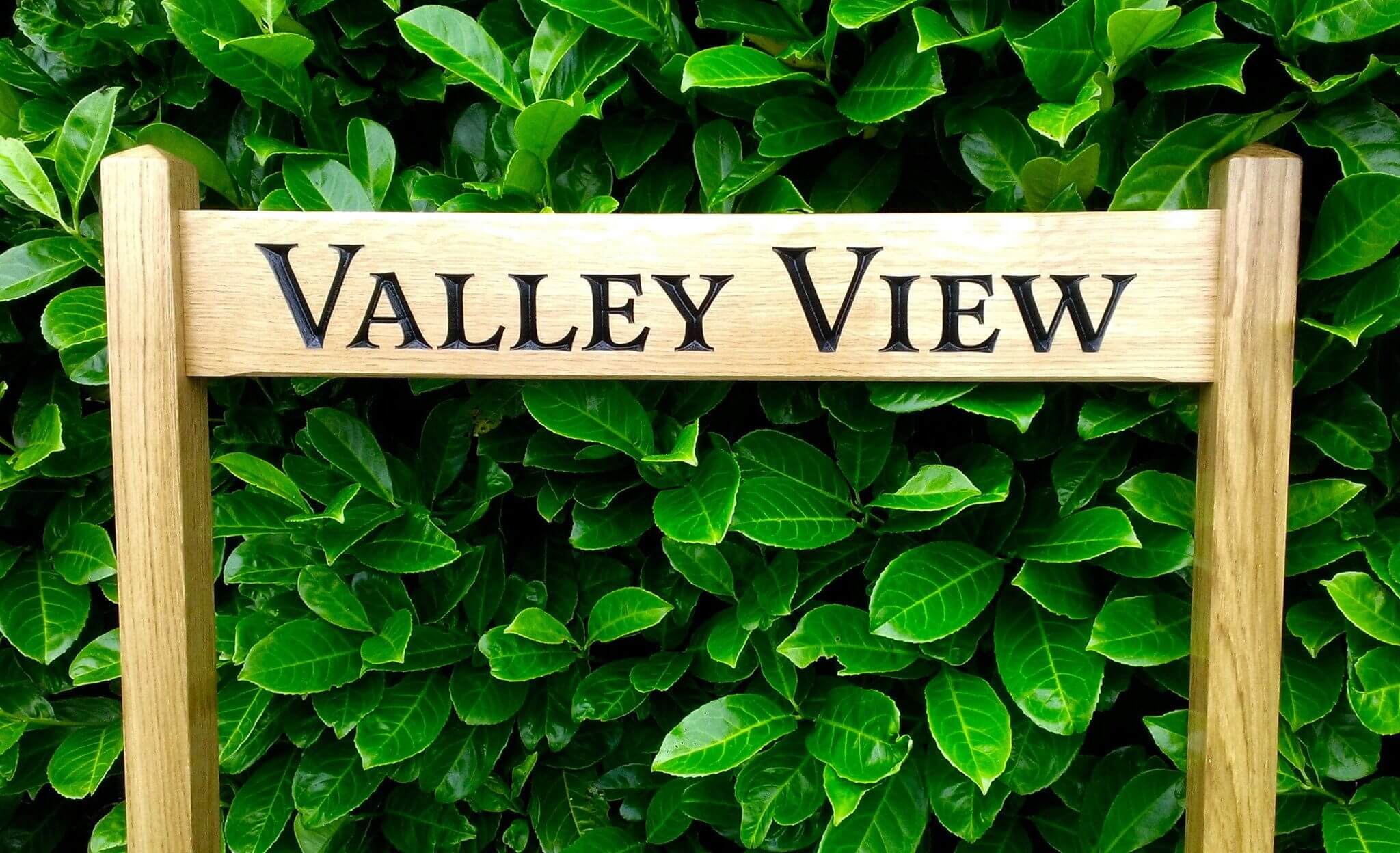 Ladder Sign - Long Thin - 720 x 110mm - Posts 45 x 45 x 915mm - Bramble Signs Engraved Wall Mounted & Freestanding Oak House Signs, Plaques, Nameplates and Wooden Gifts
