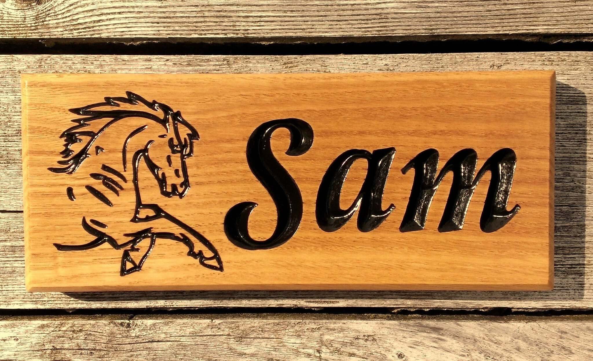 Stable Sign - Small - 265 x 110mm - Bramble Signs Engraved Wall Mounted & Freestanding Oak House Signs, Plaques, Nameplates and Wooden Gifts