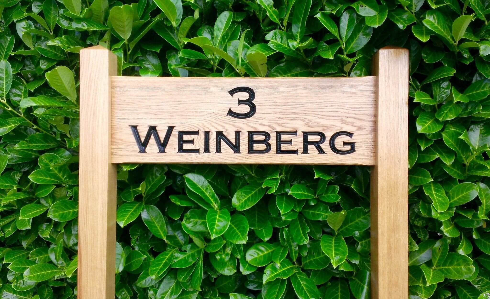 Ladder Sign - Large - 720 x 220mm - Posts 70 x 70 x 1520mm - Bramble Signs Engraved Wall Mounted & Freestanding Oak House Signs, Plaques, Nameplates and Wooden Gifts