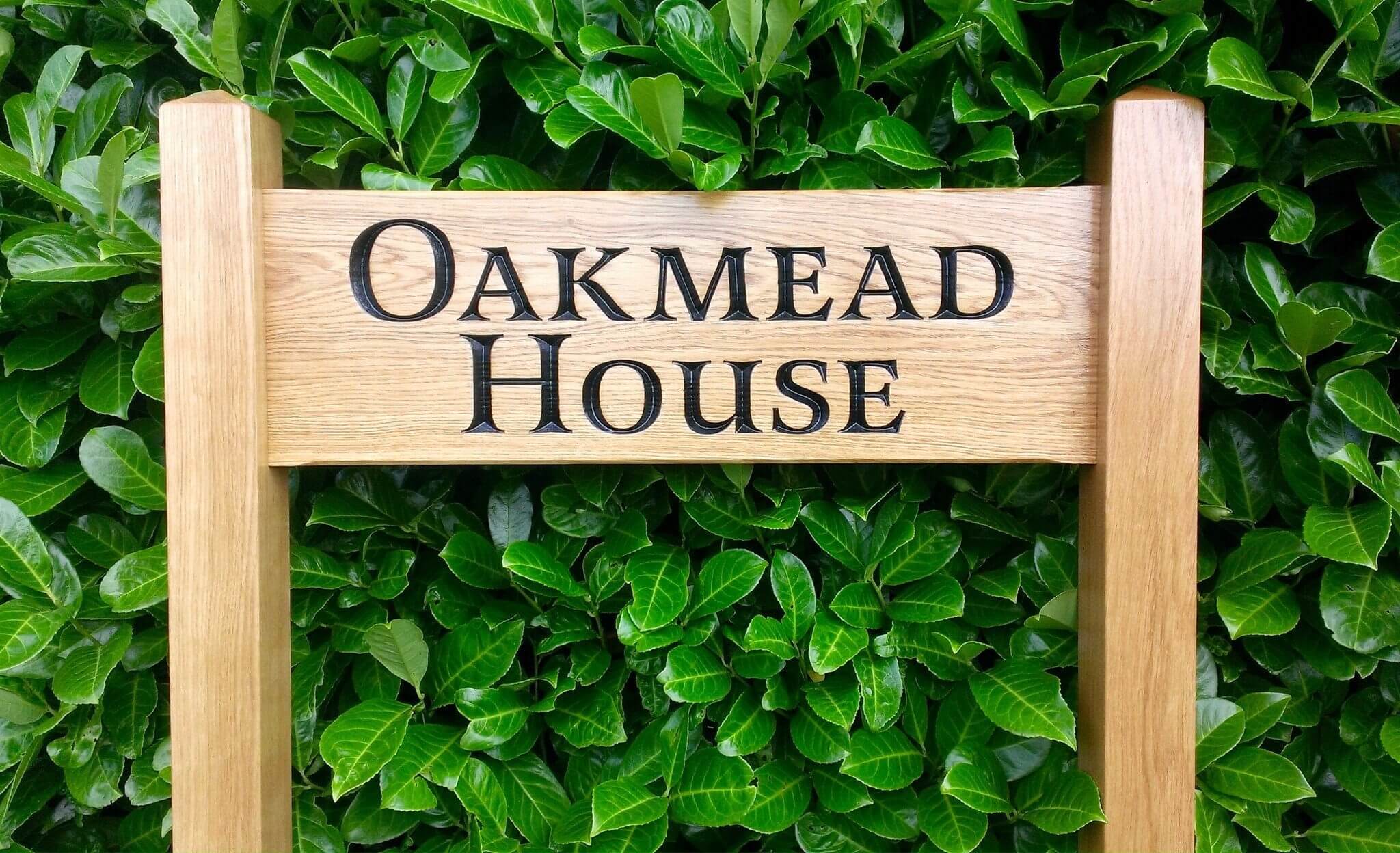 Ladder Sign - Large - 720 x 220mm - Posts 70 x 70 x 1520mm - Bramble Signs Engraved Wall Mounted & Freestanding Oak House Signs, Plaques, Nameplates and Wooden Gifts