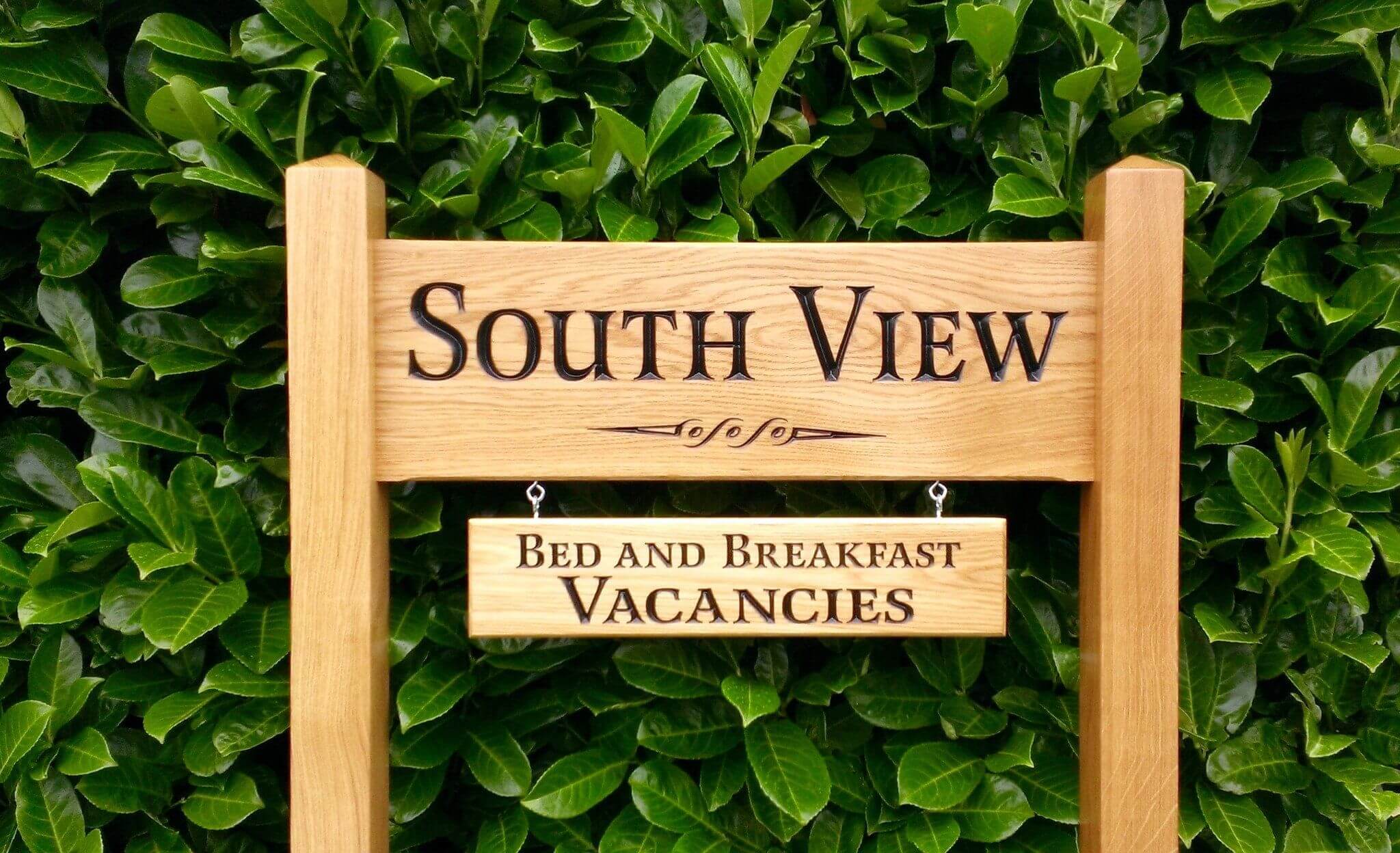 Ladder Sign - Large - 720 x 220mm - Posts 70 x 70 x 1520mm - Bramble Signs Engraved Wall Mounted & Freestanding Oak House Signs, Plaques, Nameplates and Wooden Gifts