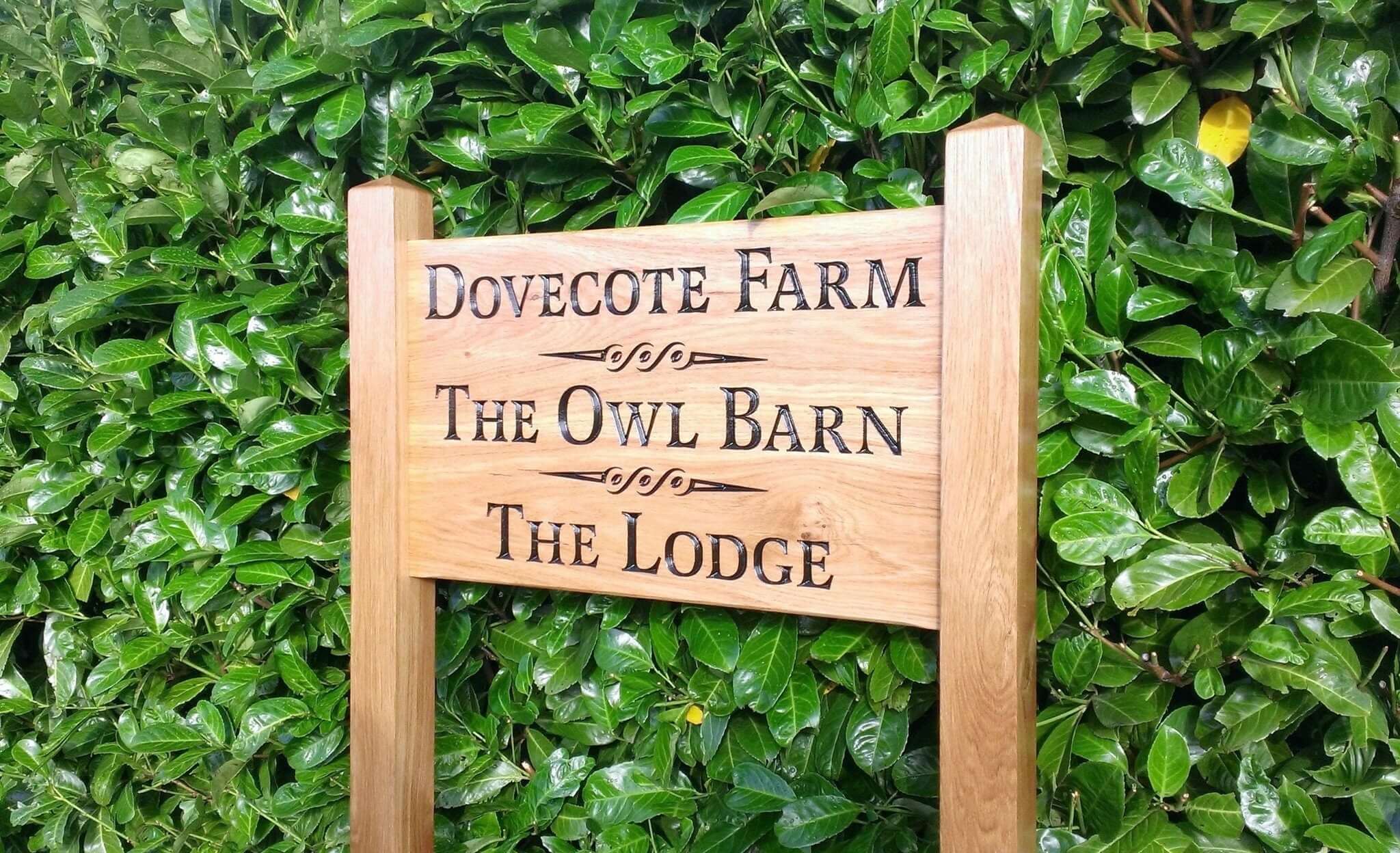 Ladder Sign - Extra Large - 720 x 400mm - Posts 70 x 70 x 1520mm - Bramble Signs Engraved Wall Mounted & Freestanding Oak House Signs, Plaques, Nameplates and Wooden Gifts