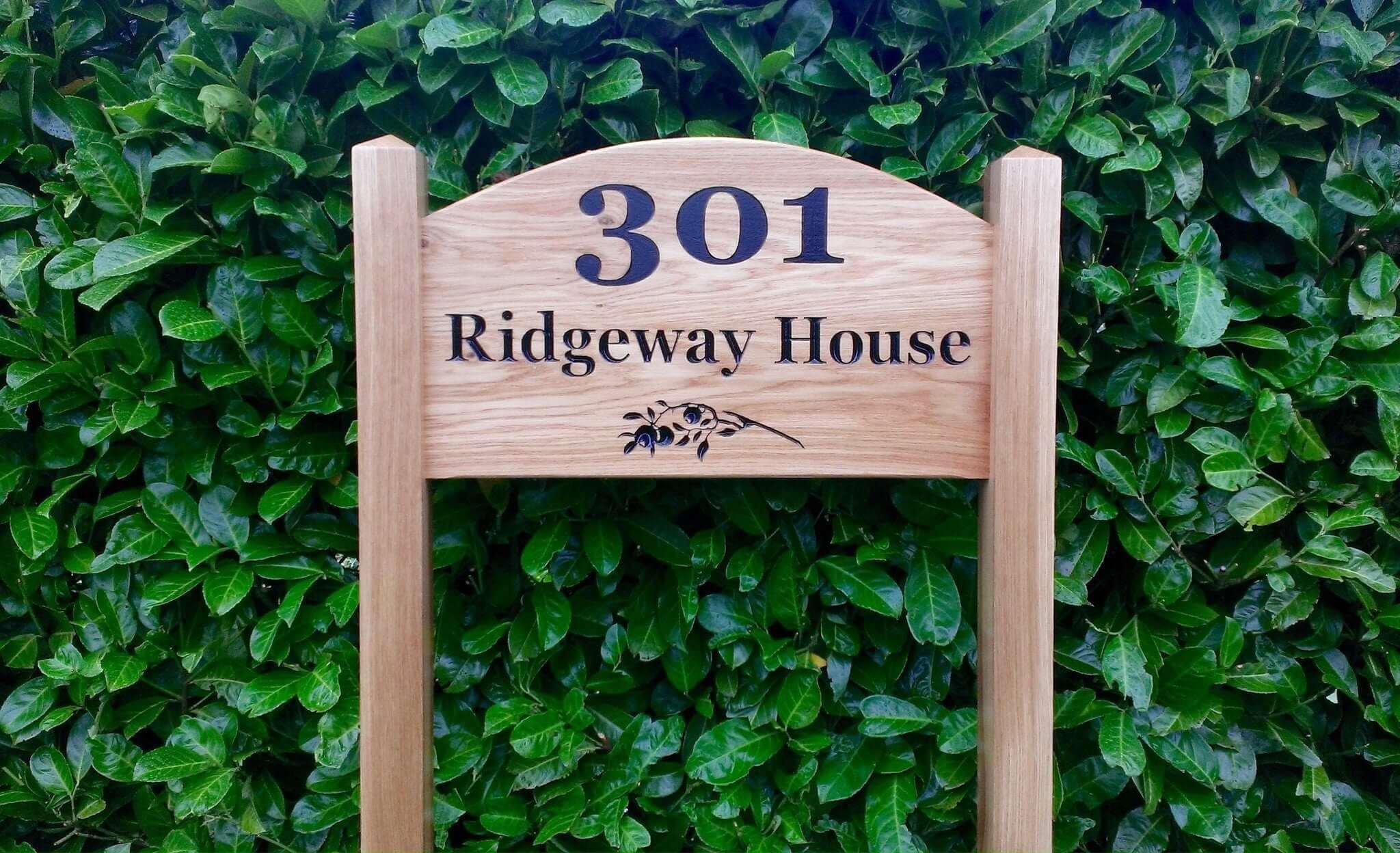 Ladder Sign - Extra Large Shaped - 720 x 400mm - Posts 70 x 70 x 1520mm - Bramble Signs Engraved Wall Mounted & Freestanding Oak House Signs, Plaques, Nameplates and Wooden Gifts