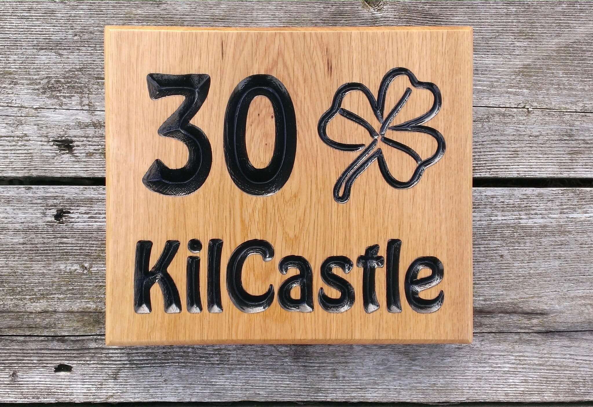 Number Sign - Large Square - 220 x 190mm - Bramble Signs Engraved Wall Mounted & Freestanding Oak House Signs, Plaques, Nameplates and Wooden Gifts