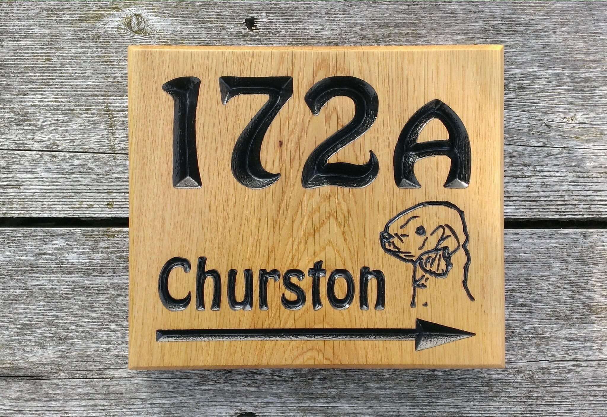 Number Sign - Large Square - 220 x 190mm - Bramble Signs Engraved Wall Mounted & Freestanding Oak House Signs, Plaques, Nameplates and Wooden Gifts