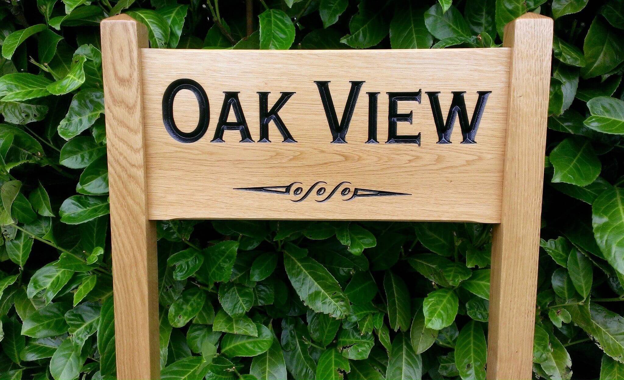 Medium Ladder Sign oak view and a scroll detail