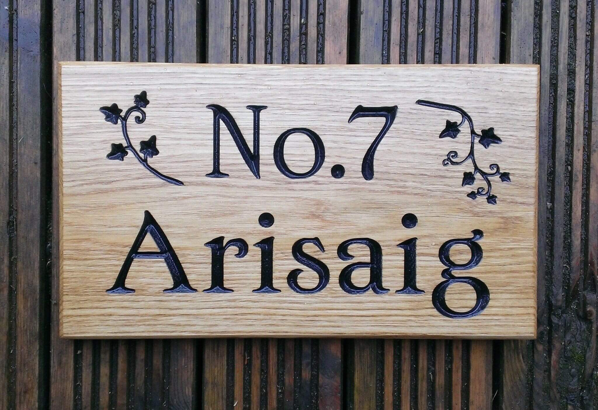 Number Sign - Large - 380 x 220mm - Bramble Signs Engraved Wall Mounted & Freestanding Oak House Signs, Plaques, Nameplates and Wooden Gifts