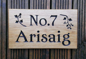 Number Sign - Large - 380 x 220mm - Bramble Signs Engraved Wall Mounted & Freestanding Oak House Signs, Plaques, Nameplates and Wooden Gifts