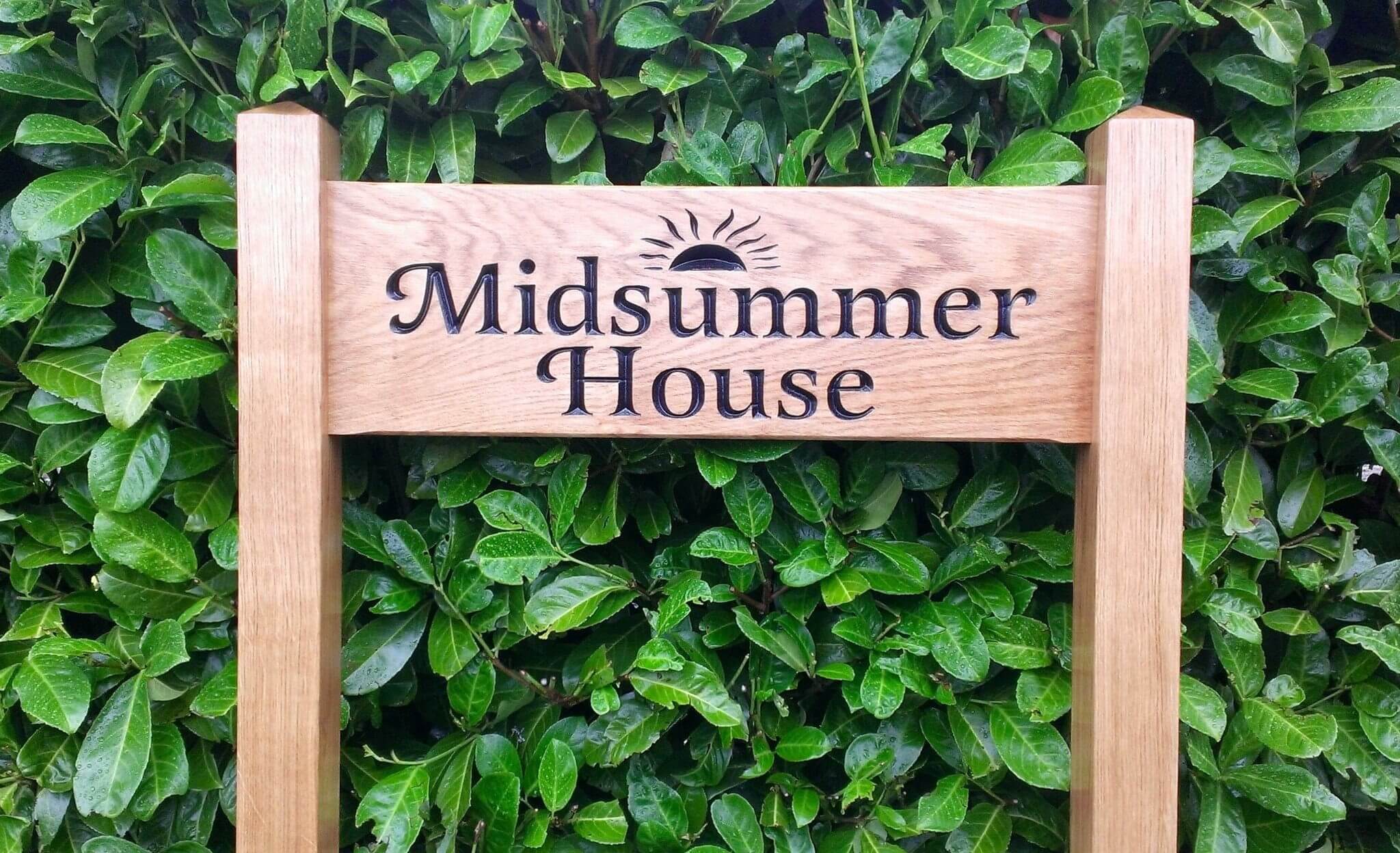 Ladder Sign - Large - 720 x 220mm - Posts 70 x 70 x 1520mm - Bramble Signs Engraved Wall Mounted & Freestanding Oak House Signs, Plaques, Nameplates and Wooden Gifts