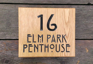 Number Sign - Large Square - 220 x 190mm - Bramble Signs Engraved Wall Mounted & Freestanding Oak House Signs, Plaques, Nameplates and Wooden Gifts