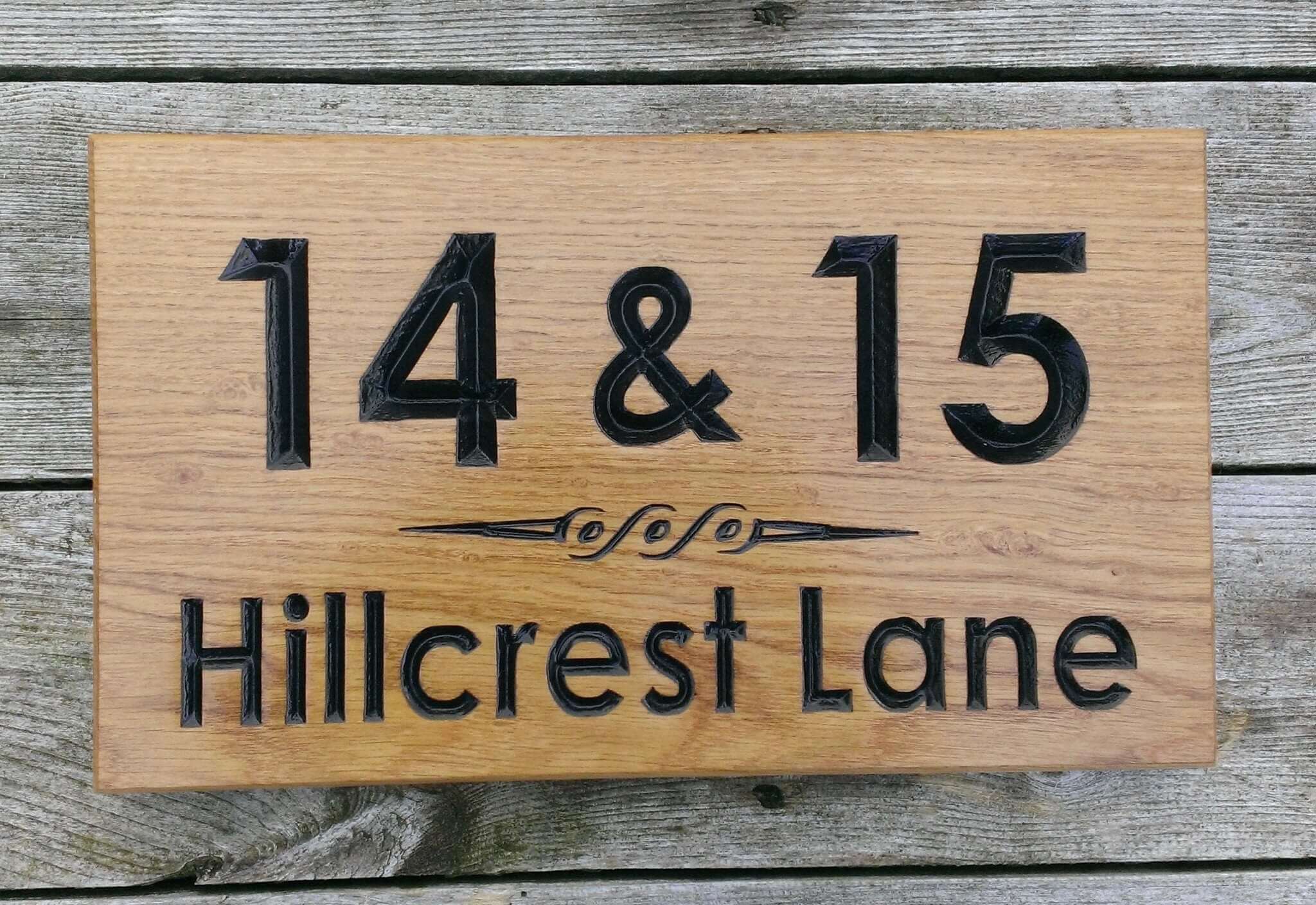 Number Sign - Large - 380 x 220mm - Bramble Signs Engraved Wall Mounted & Freestanding Oak House Signs, Plaques, Nameplates and Wooden Gifts