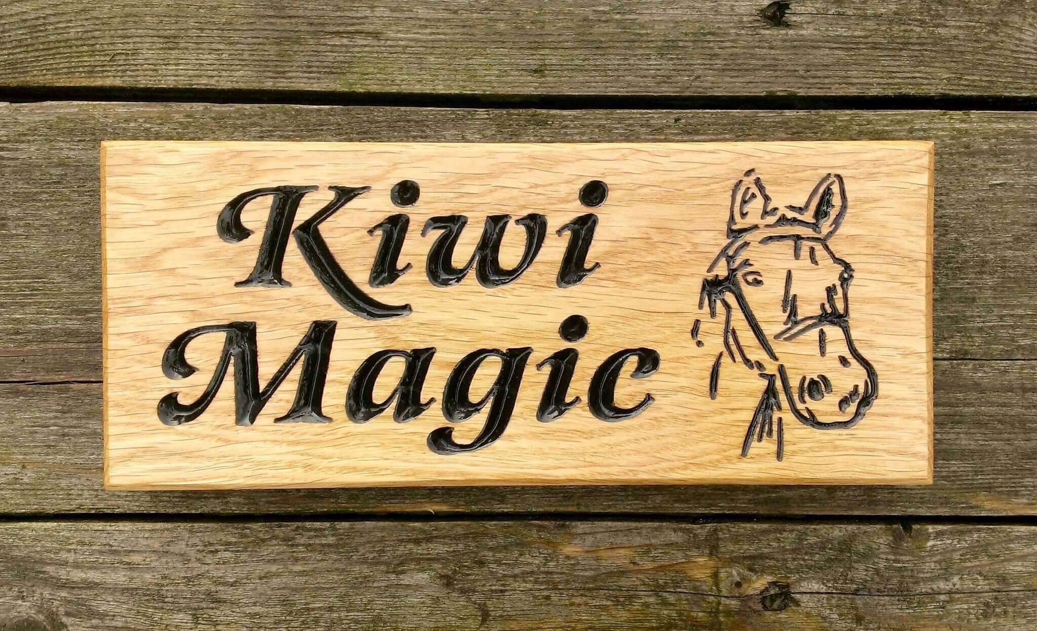 Stable Sign - Small - 265 x 110mm - Bramble Signs Engraved Wall Mounted & Freestanding Oak House Signs, Plaques, Nameplates and Wooden Gifts