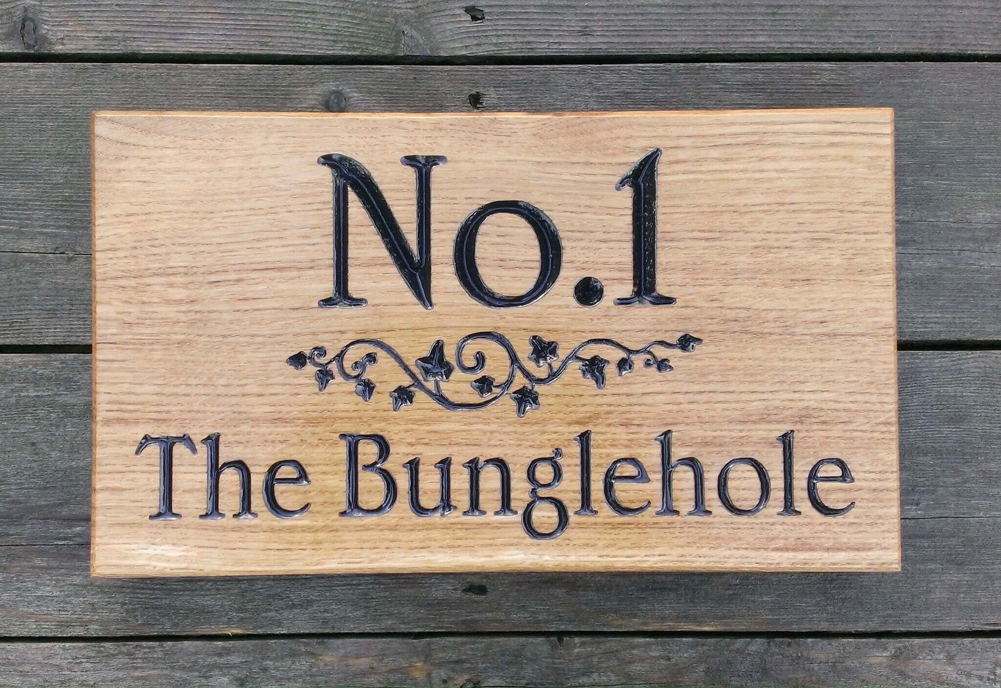 Number Sign - Large - 380 x 220mm - Bramble Signs Engraved Wall Mounted & Freestanding Oak House Signs, Plaques, Nameplates and Wooden Gifts