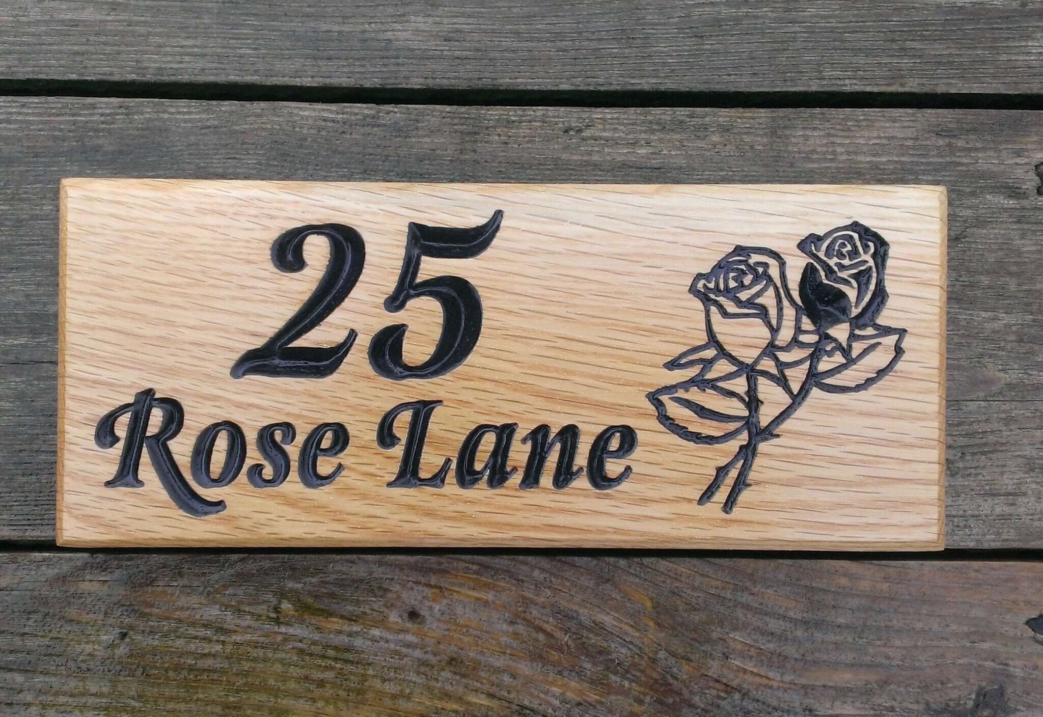Number Sign - Small - 265 x 110mm - Bramble Signs Engraved Wall Mounted & Freestanding Oak House Signs, Plaques, Nameplates and Wooden Gifts