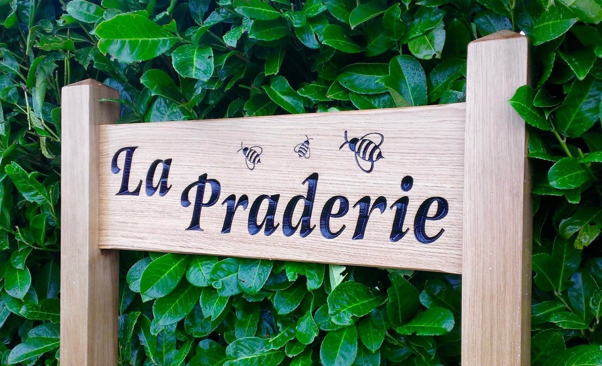 Ladder Sign - Large - 720 x 220mm - Posts 70 x 70 x 1520mm - Bramble Signs Engraved Wall Mounted & Freestanding Oak House Signs, Plaques, Nameplates and Wooden Gifts