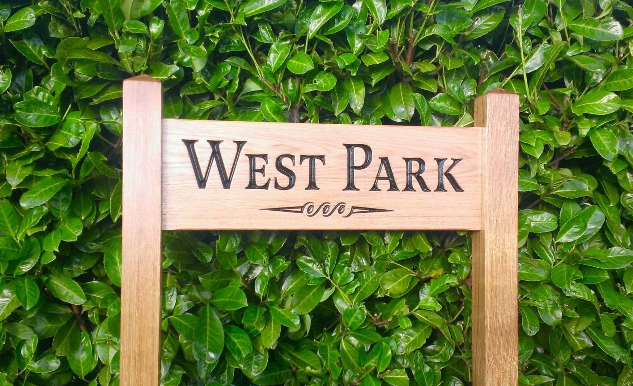 Ladder Sign - Large - 720 x 220mm - Posts 70 x 70 x 1520mm - Bramble Signs Engraved Wall Mounted & Freestanding Oak House Signs, Plaques, Nameplates and Wooden Gifts