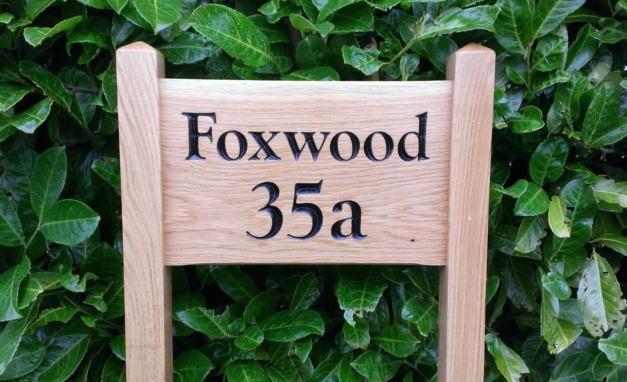 Ladder Sign - Small - 380 x 220mm - Posts 45 x 45 x 915mm - Bramble Signs Engraved Wall Mounted & Freestanding Oak House Signs, Plaques, Nameplates and Wooden Gifts FONT: LATIENNE