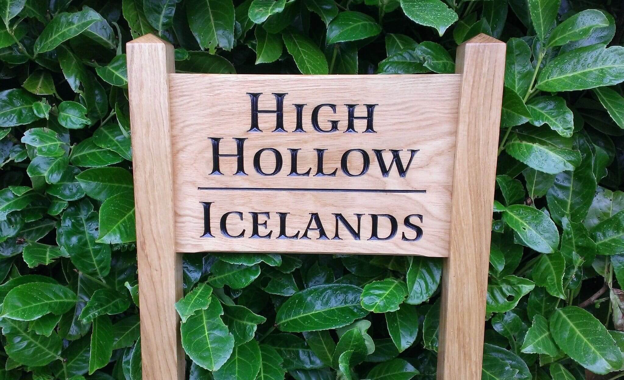 Ladder Sign - Small - 380 x 220mm - Posts 45 x 45 x 915mm - Bramble Signs Engraved Wall Mounted & Freestanding Oak House Signs, Plaques, Nameplates and Wooden Gifts FONT: LATIENNE