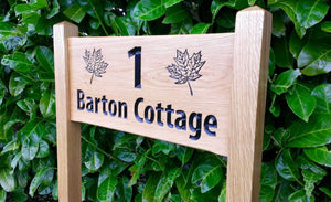 Medium Ladder Sign barton cottage and engraved maple leaves