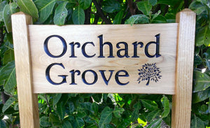 Medium Ladder Sign orrchard grove and an engraved apple tree