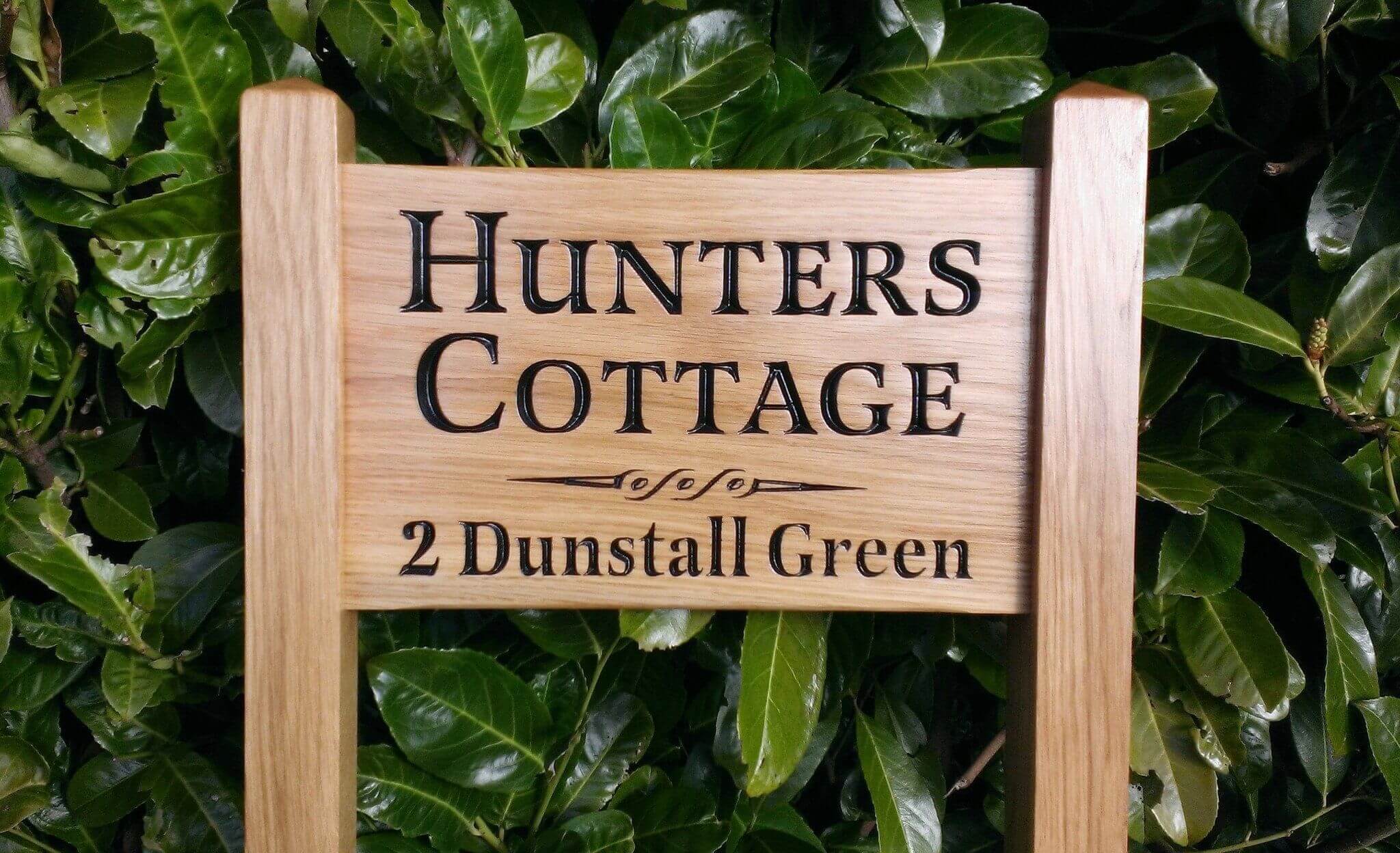 Ladder Sign - Small - 380 x 220mm - Posts 45 x 45 x 915mm - Bramble Signs Engraved Wall Mounted & Freestanding Oak House Signs, Plaques, Nameplates and Wooden Gifts FONT: LATIENNE