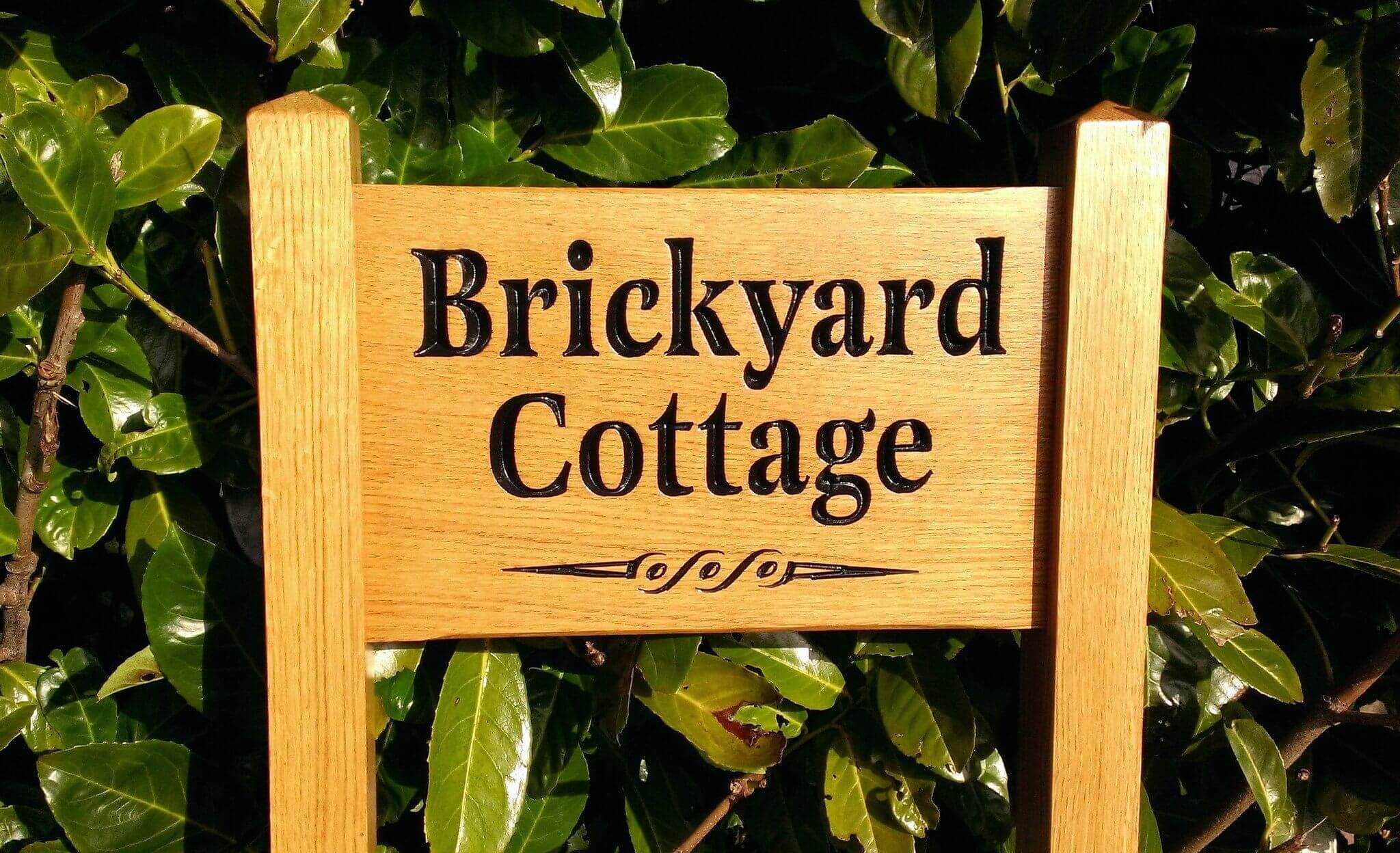 Ladder Sign - Small - 380 x 220mm - Posts 45 x 45 x 915mm - Bramble Signs Engraved Wall Mounted & Freestanding Oak House Signs, Plaques, Nameplates and Wooden Gifts FONT: LATIENNE