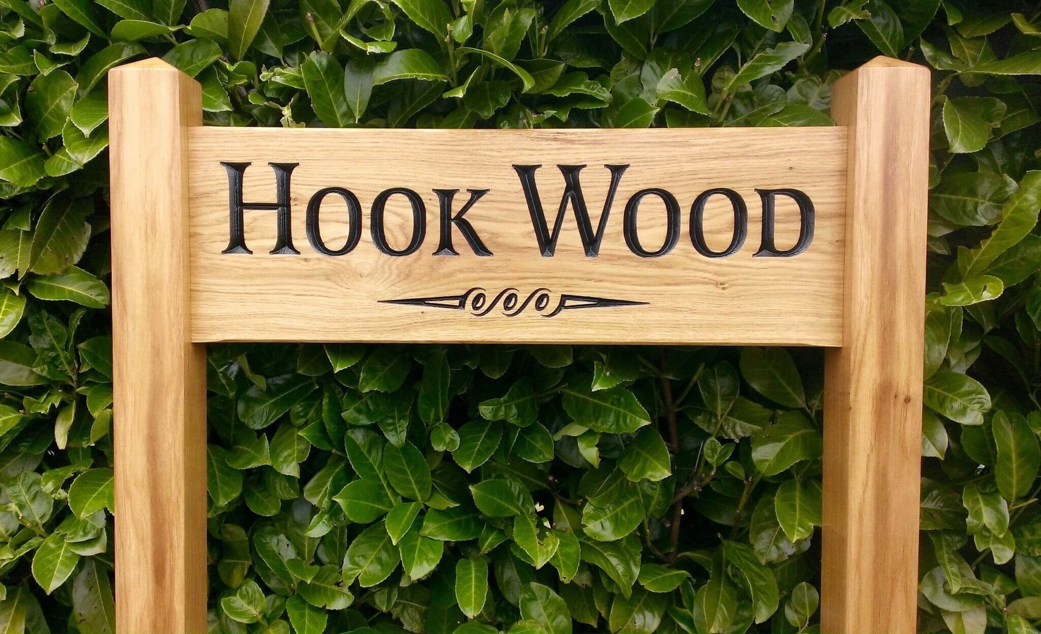 Ladder Sign - Large - 720 x 220mm - Posts 70 x 70 x 1520mm - Bramble Signs Engraved Wall Mounted & Freestanding Oak House Signs, Plaques, Nameplates and Wooden Gifts