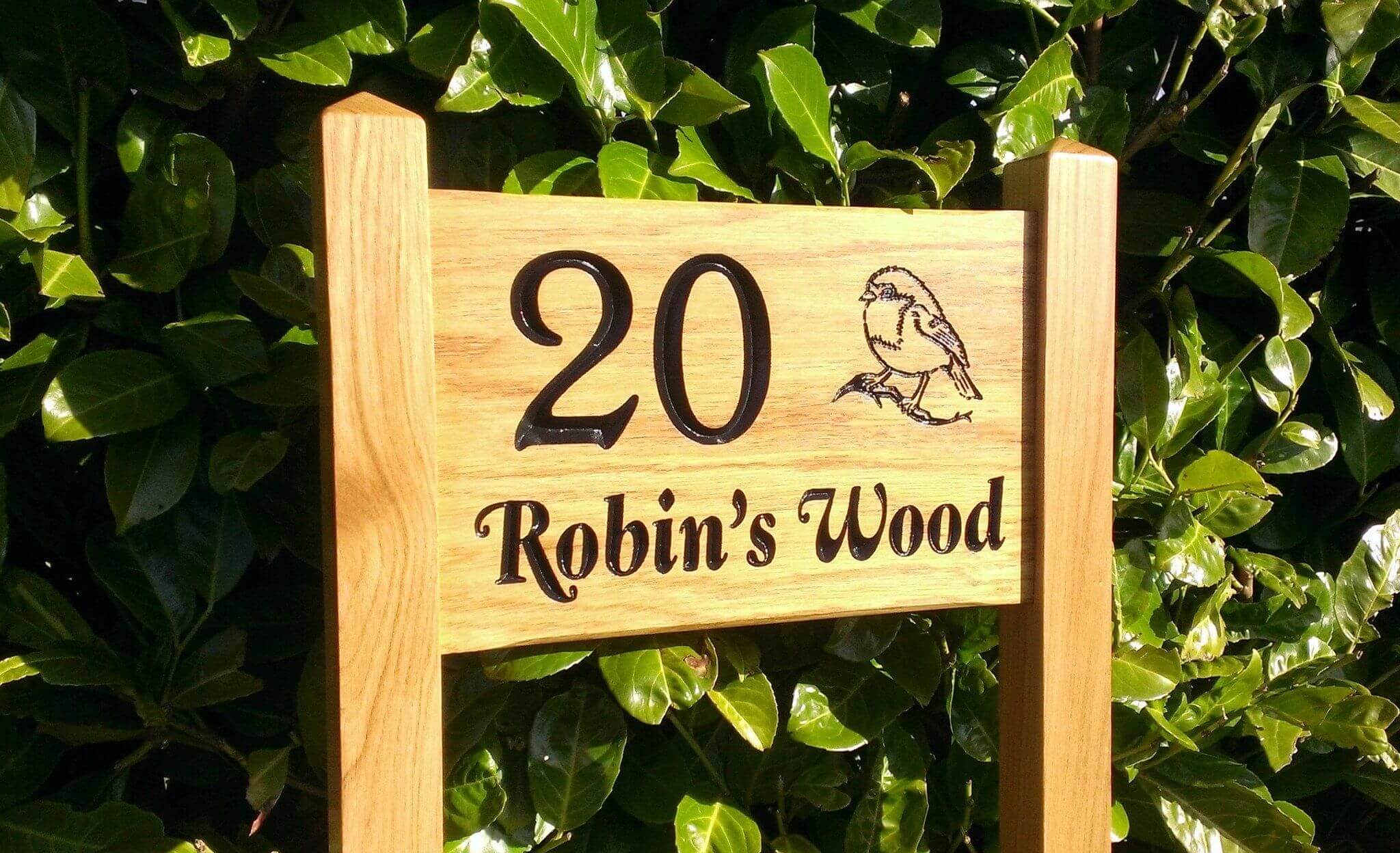 Ladder Sign - Small - 380 x 220mm - Posts 45 x 45 x 915mm - Bramble Signs Engraved Wall Mounted & Freestanding Oak House Signs, Plaques, Nameplates and Wooden Gifts FONT: LATIENNE