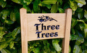 Ladder Sign - Small - 380 x 220mm - Posts 45 x 45 x 915mm - Bramble Signs Engraved Wall Mounted & Freestanding Oak House Signs, Plaques, Nameplates and Wooden Gifts FONT: VICTORIAN