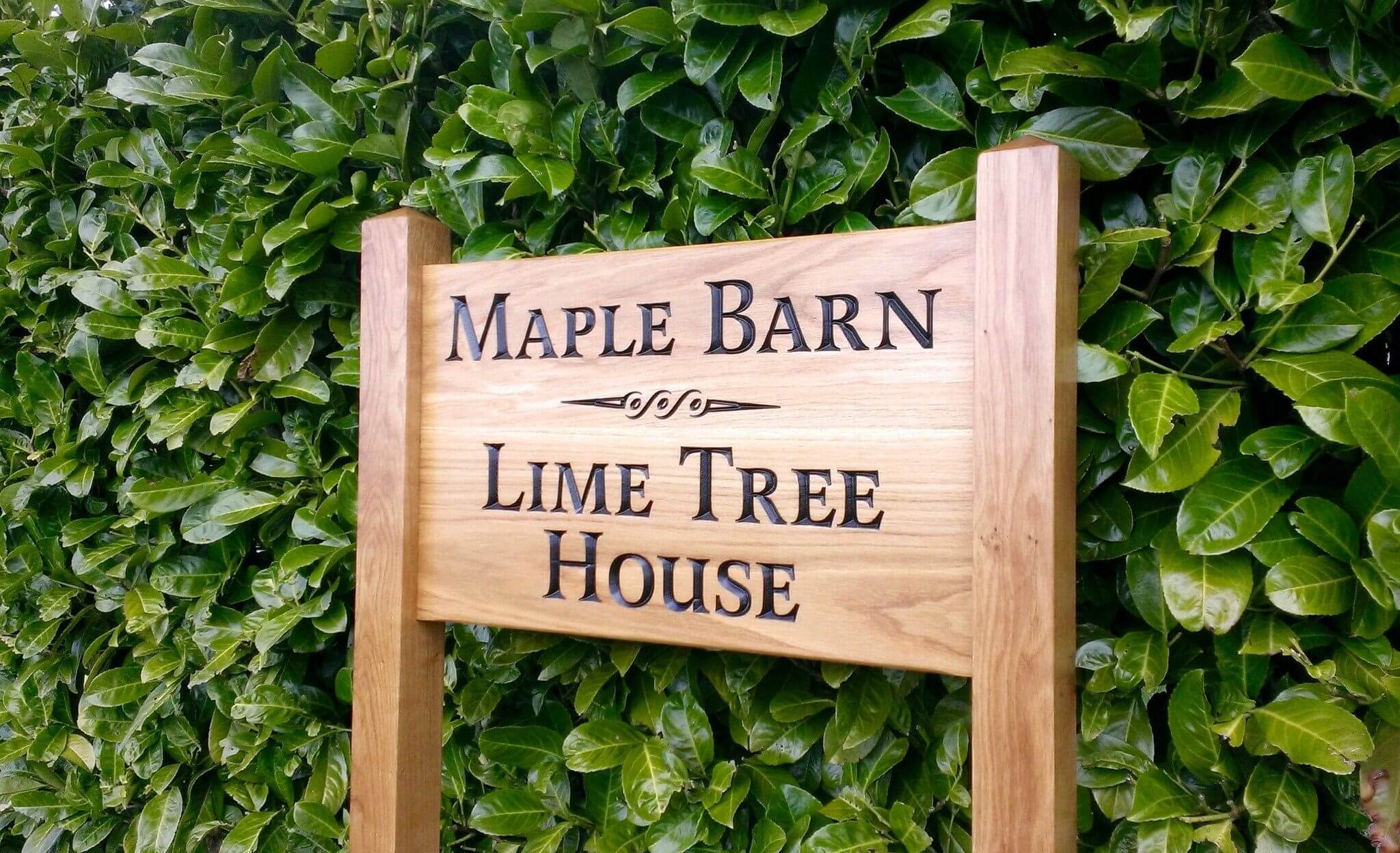 Ladder Sign - Extra Large - 720 x 400mm - Posts 70 x 70 x 1520mm - Bramble Signs Engraved Wall Mounted & Freestanding Oak House Signs, Plaques, Nameplates and Wooden Gifts