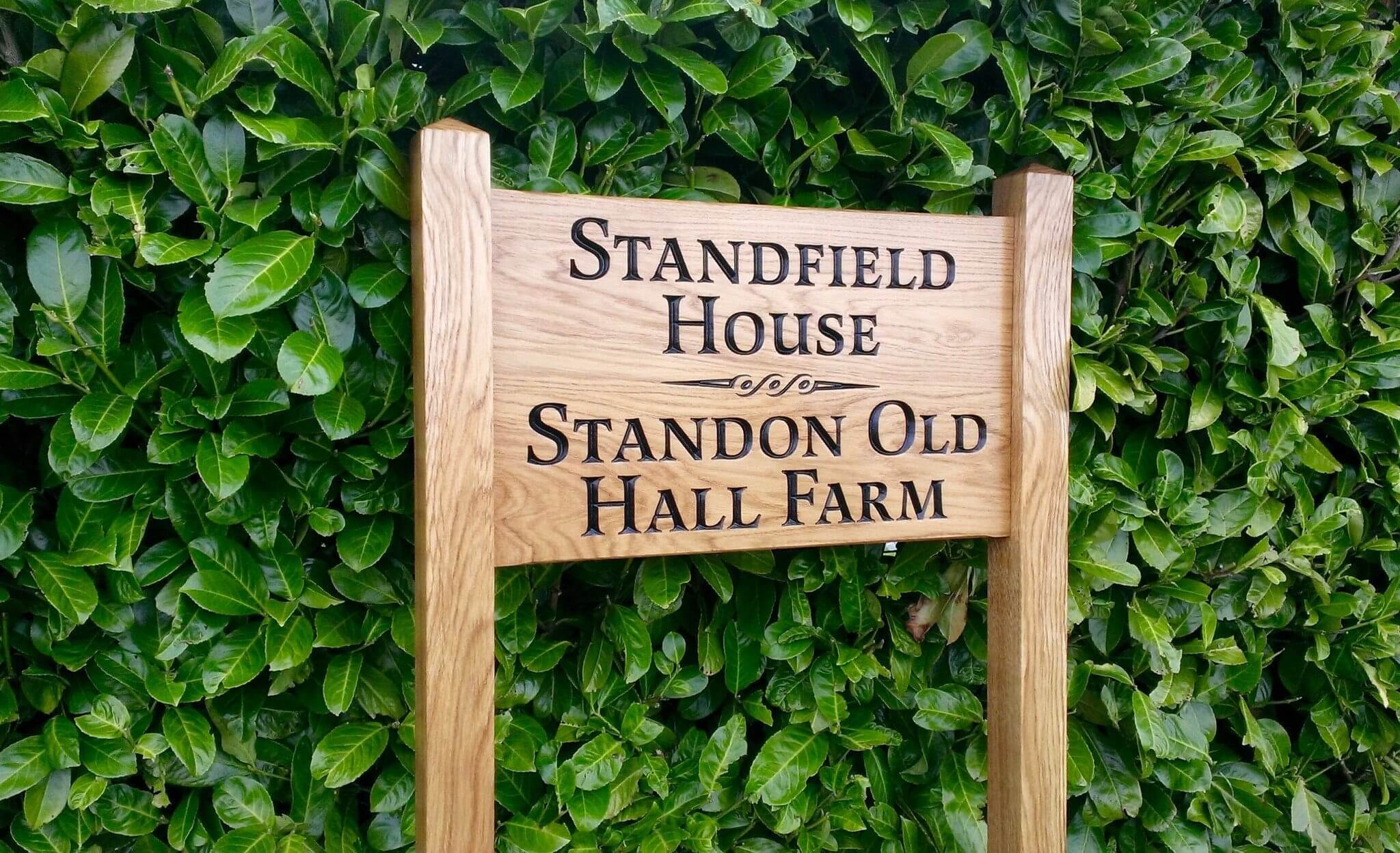 Ladder Sign - Extra Large - 720 x 400mm - Posts 70 x 70 x 1520mm - Bramble Signs Engraved Wall Mounted & Freestanding Oak House Signs, Plaques, Nameplates and Wooden Gifts
