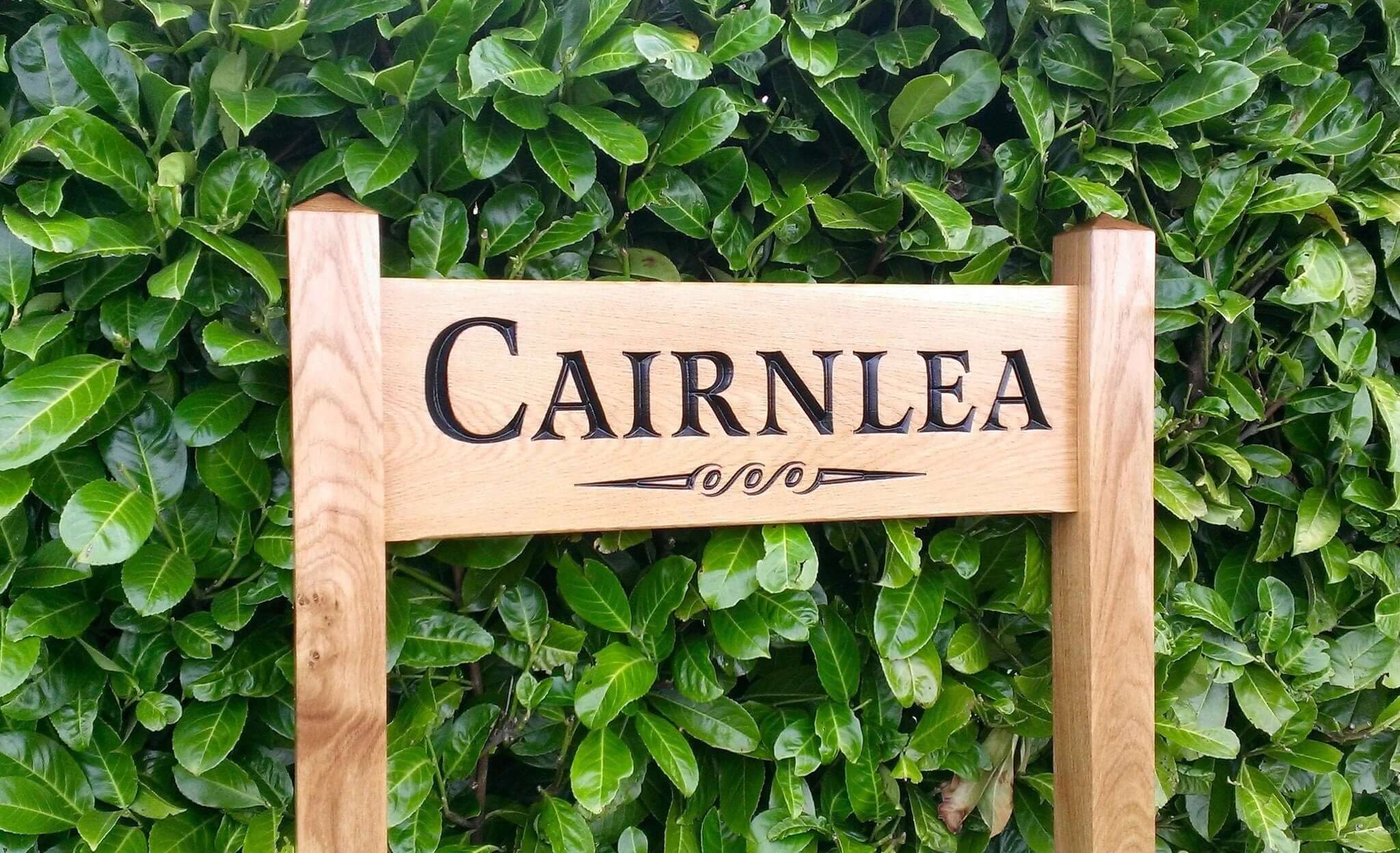 Ladder Sign - Large - 720 x 220mm - Posts 70 x 70 x 1520mm - Bramble Signs Engraved Wall Mounted & Freestanding Oak House Signs, Plaques, Nameplates and Wooden Gifts