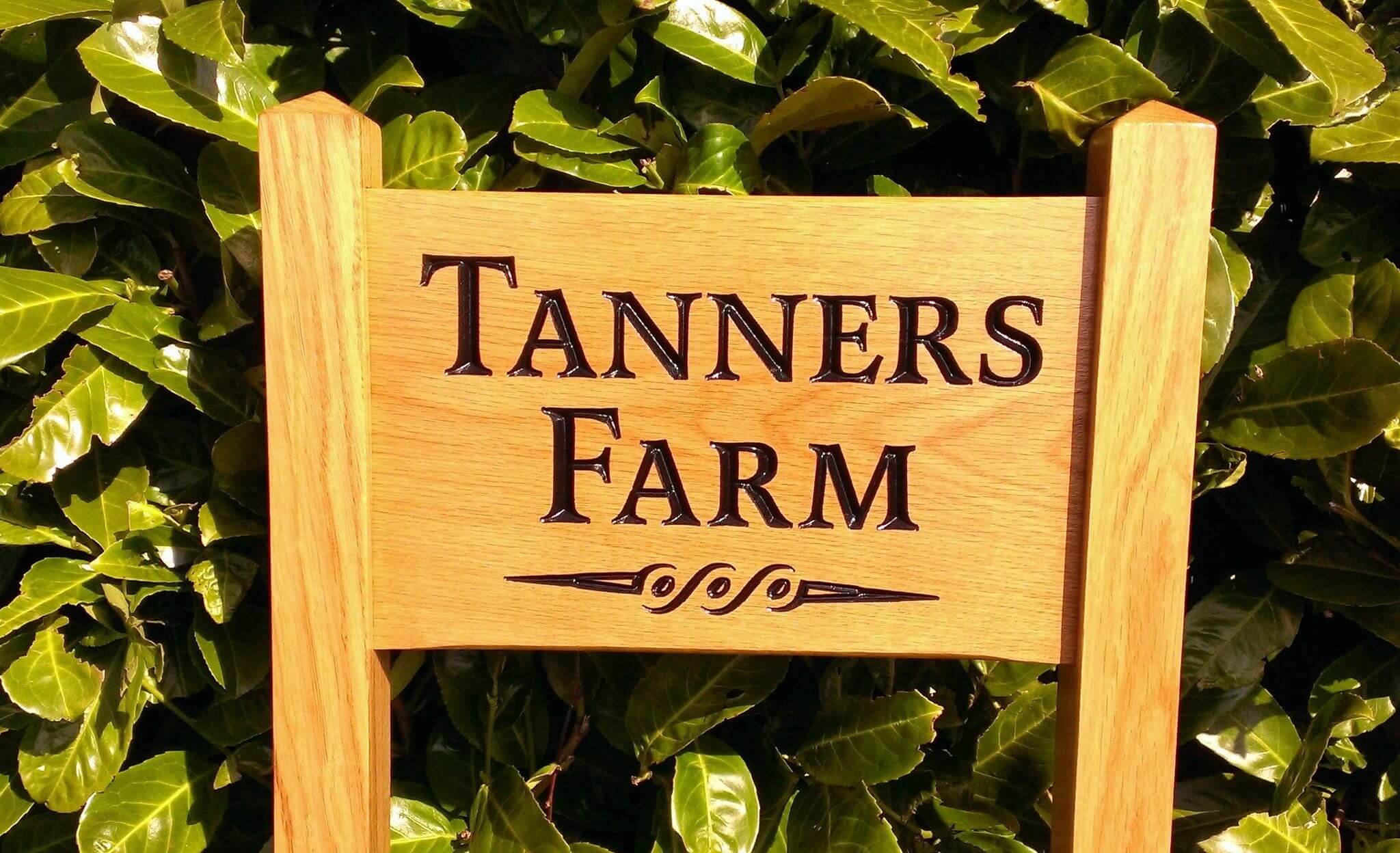 Ladder Sign - Small - 380 x 220mm - Posts 45 x 45 x 915mm - Bramble Signs Engraved Wall Mounted & Freestanding Oak House Signs, Plaques, Nameplates and Wooden Gifts FONT: LATENNE