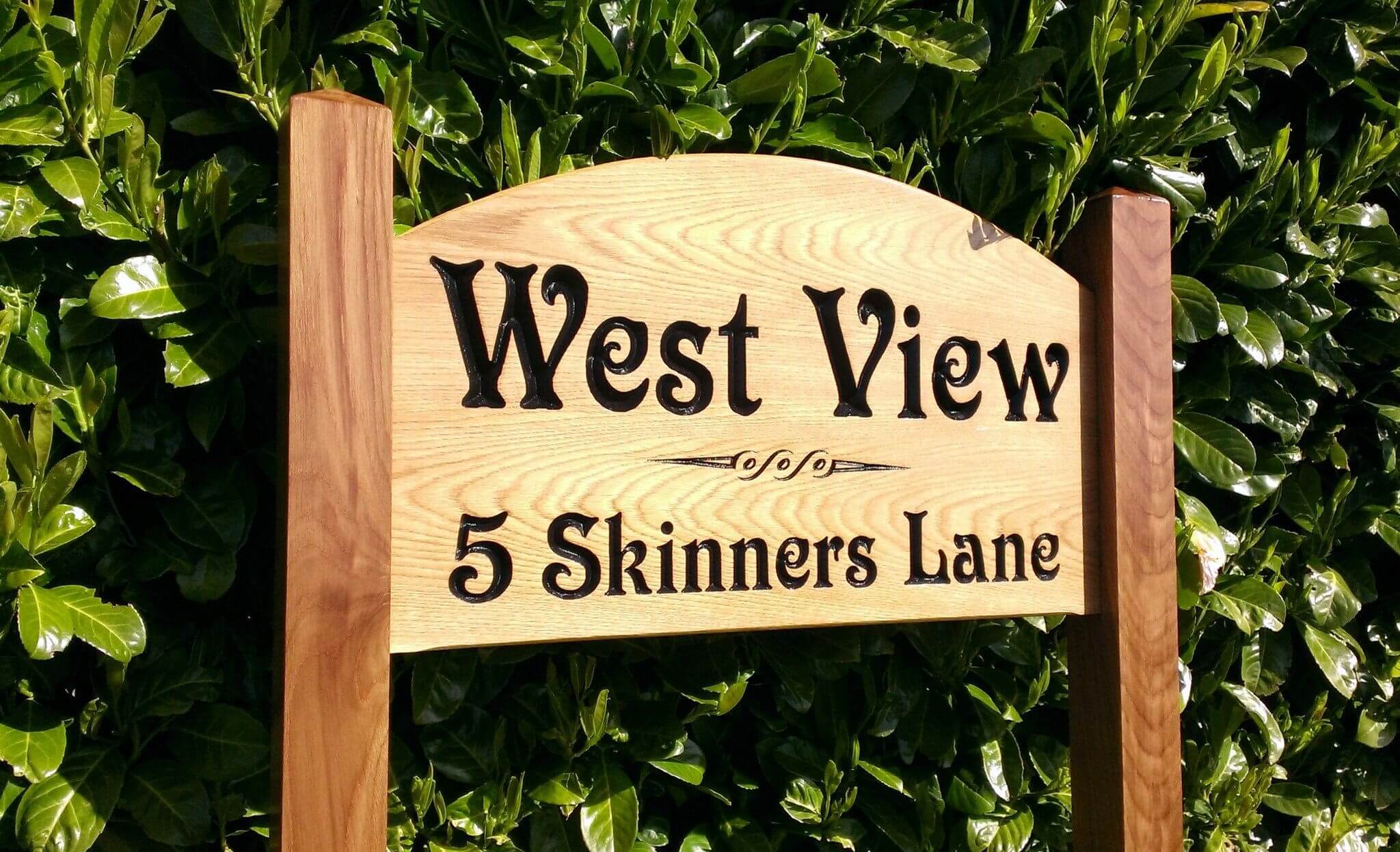 Ladder Sign - Extra Large Shaped - 720 x 400mm - Posts 70 x 70 x 1520mm - Bramble Signs Engraved Wall Mounted & Freestanding Oak House Signs, Plaques, Nameplates and Wooden Gifts