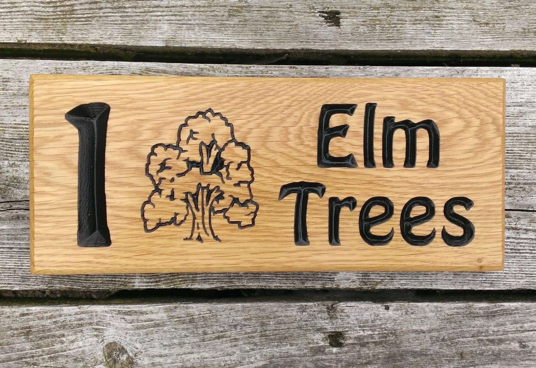 Number Sign - Small - 265 x 110mm - Bramble Signs Engraved Wall Mounted & Freestanding Oak House Signs, Plaques, Nameplates and Wooden Gifts