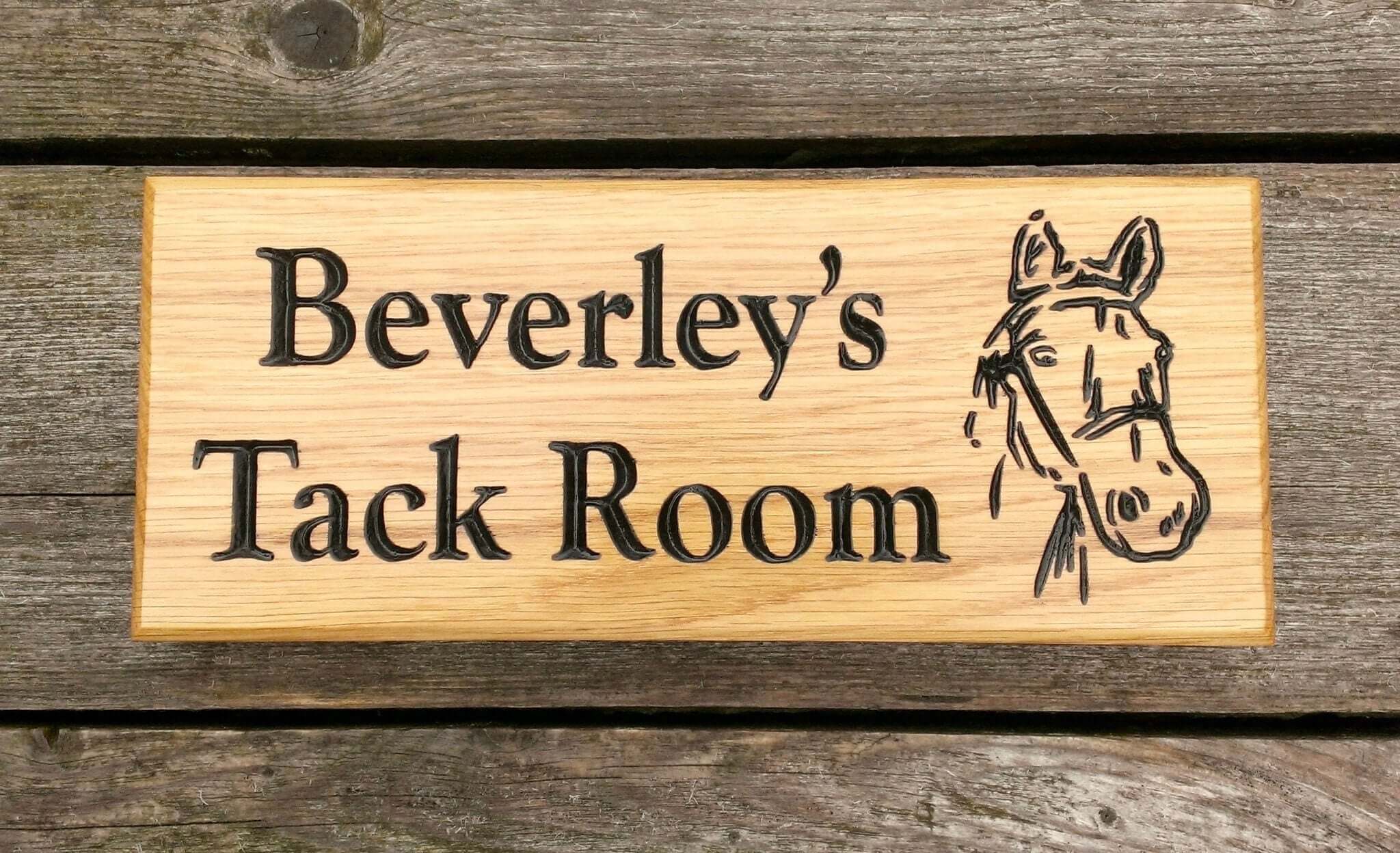 Stable Sign - Small - 265 x 110mm - Bramble Signs Engraved Wall Mounted & Freestanding Oak House Signs, Plaques, Nameplates and Wooden Gifts