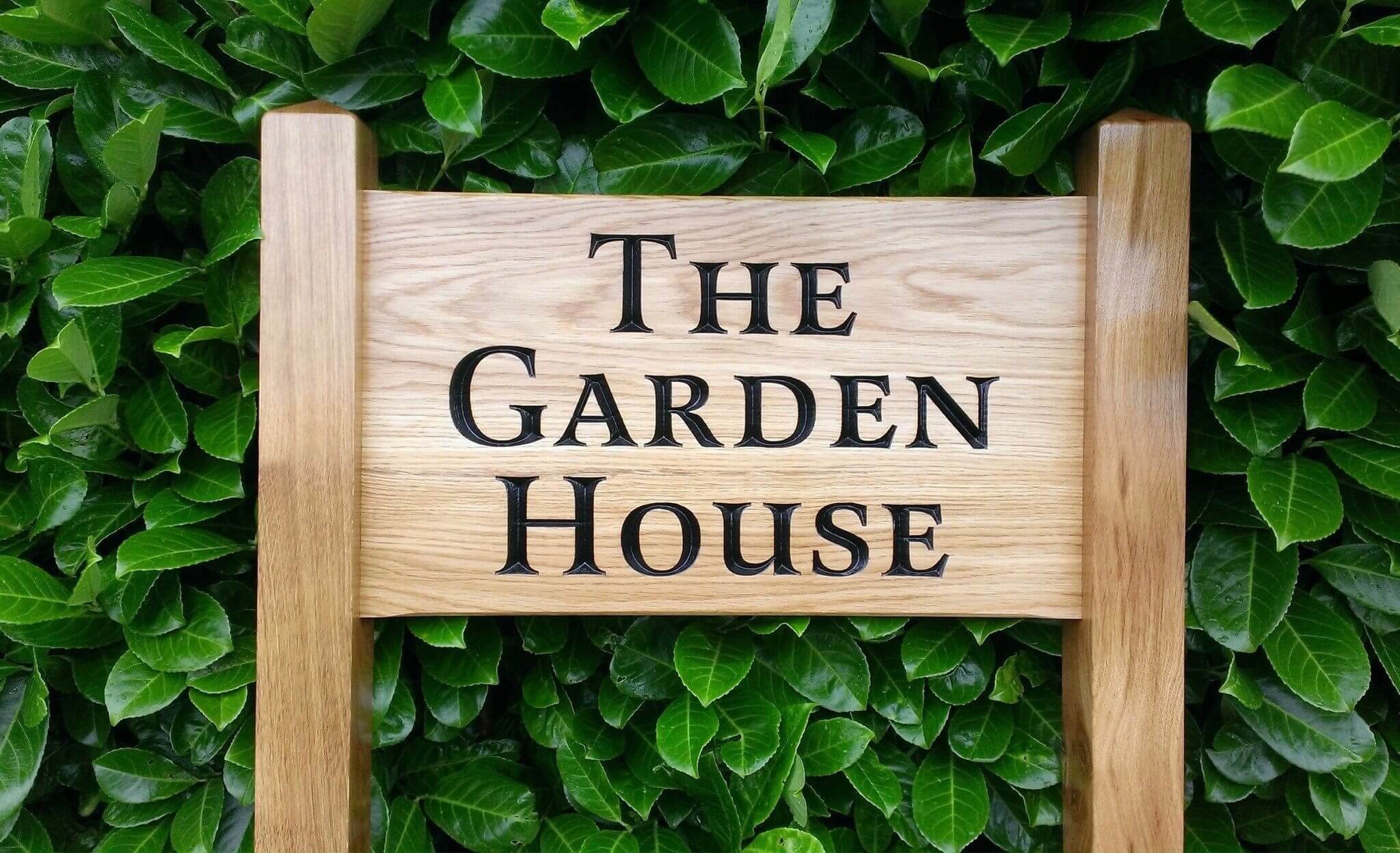 Ladder Sign - Small - 380 x 220mm - Posts 45 x 45 x 915mm - Bramble Signs Engraved Wall Mounted & Freestanding Oak House Signs, Plaques, Nameplates and Wooden Gifts FONT: LATIENNE