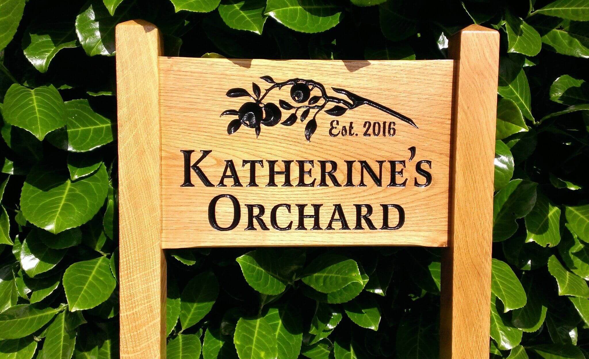 Ladder Sign - Small - 380 x 220mm - Posts 45 x 45 x 915mm - Bramble Signs Engraved Wall Mounted & Freestanding Oak House Signs, Plaques, Nameplates and Wooden Gifts FONT: LATIENNE